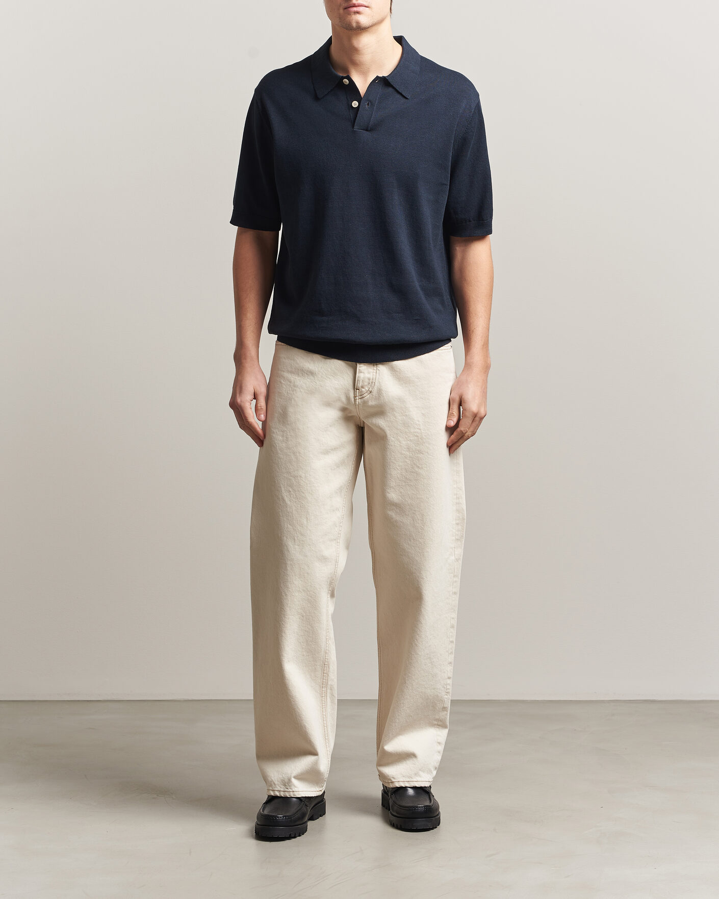 Heren | Polo's | Forét | Sea Cotton/Linen Polo Navy