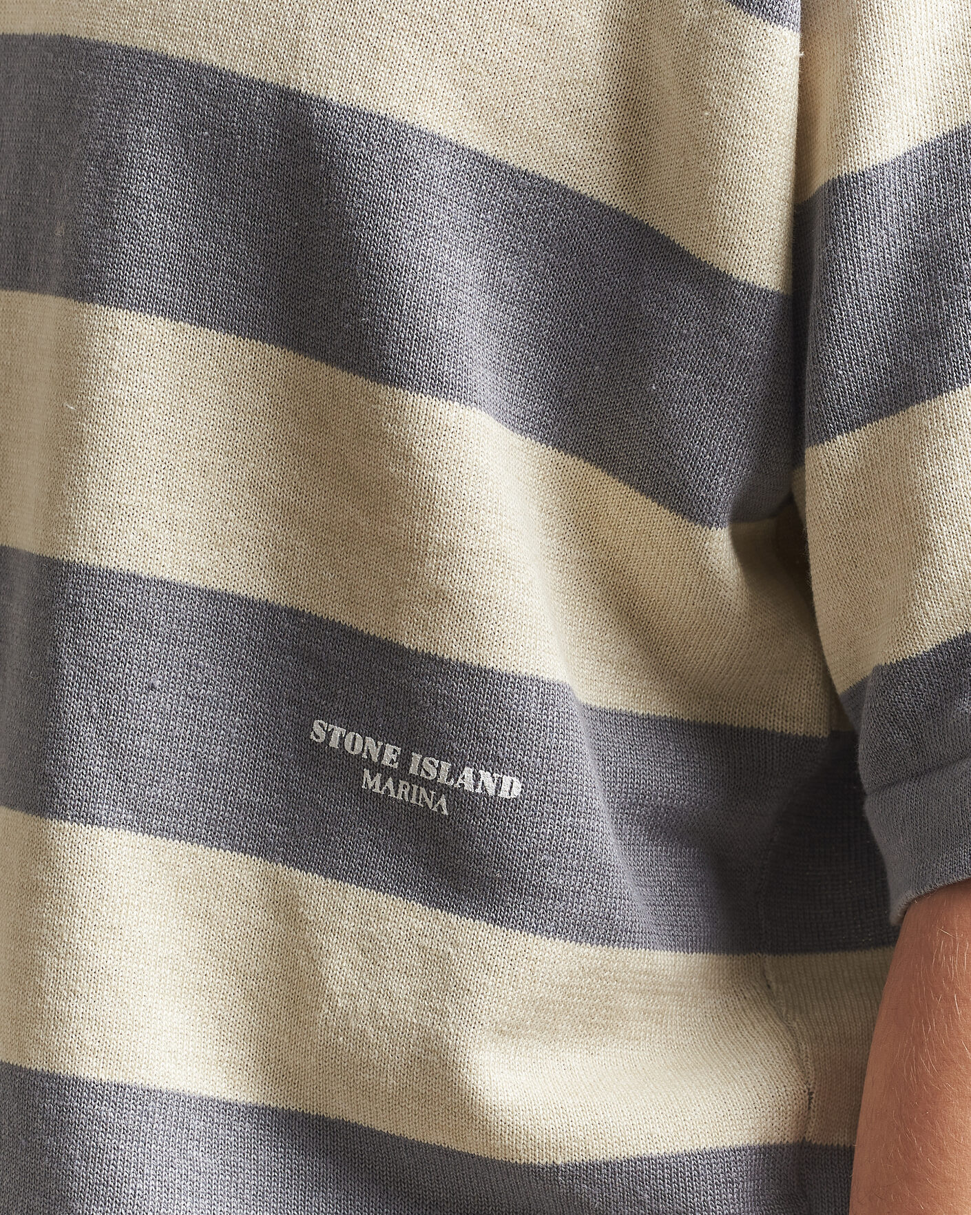 Heren | Polo's | Stone Island | Marina Knitted Cotton/Linen Polo Ivory Melange