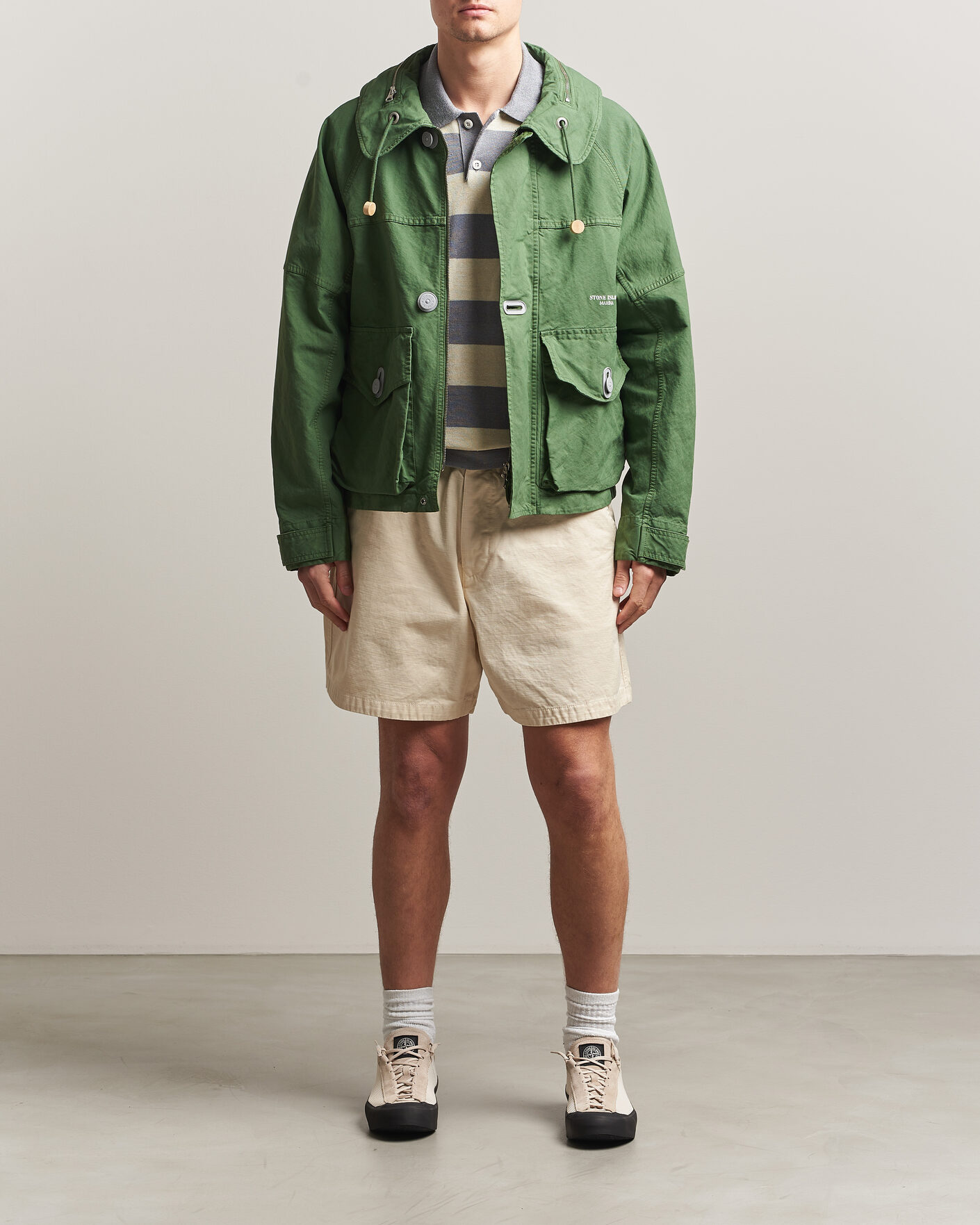 Homme | Manteaux Et Vestes | Stone Island | Marina Panama Weave Coach Jacket Quartz Green
