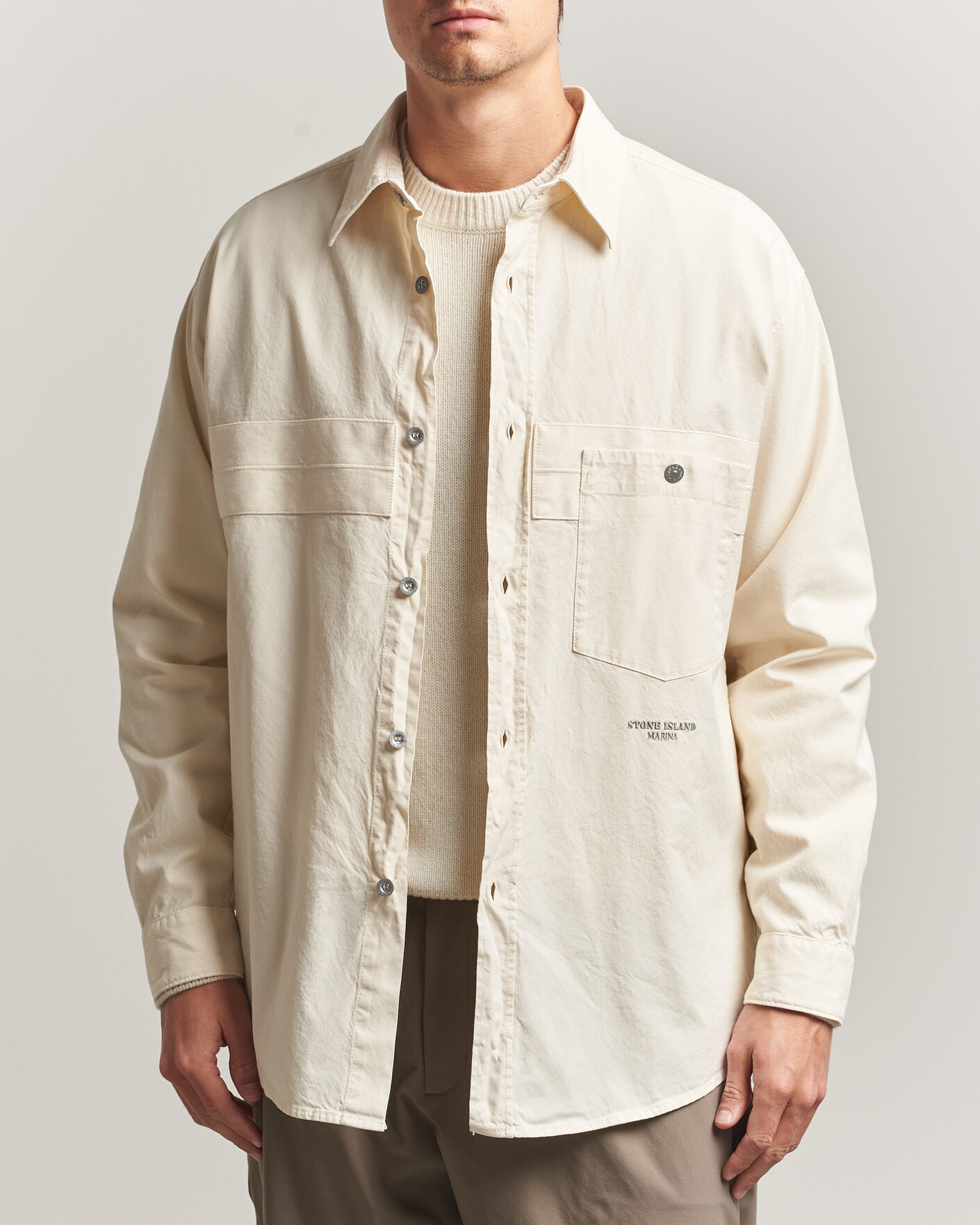 Heren | Overhemden | Stone Island | Marina Cotton Panama Weave Overshirt Ivory