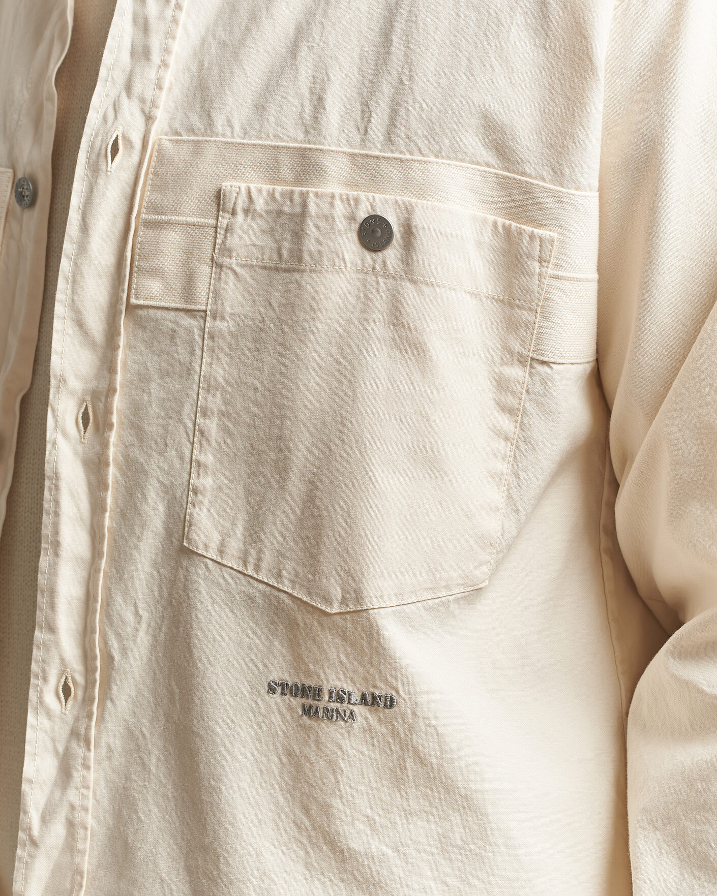 Homme | Chemises | Stone Island | Marina Cotton Panama Weave Overshirt Ivory
