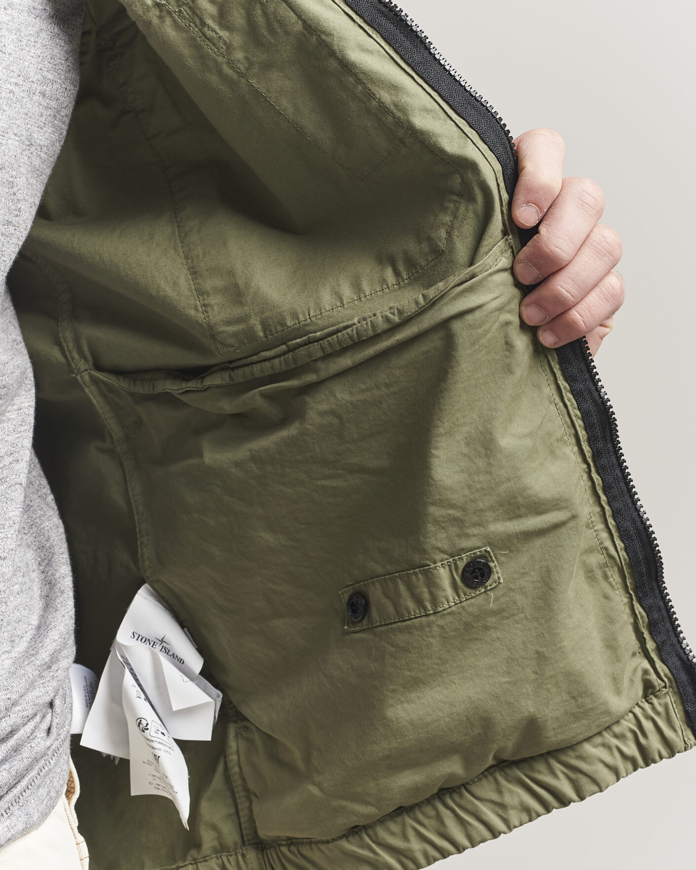 Homme | Manteaux Et Vestes | Stone Island | Stretch Cotton Twill Hood Jacket Military Green