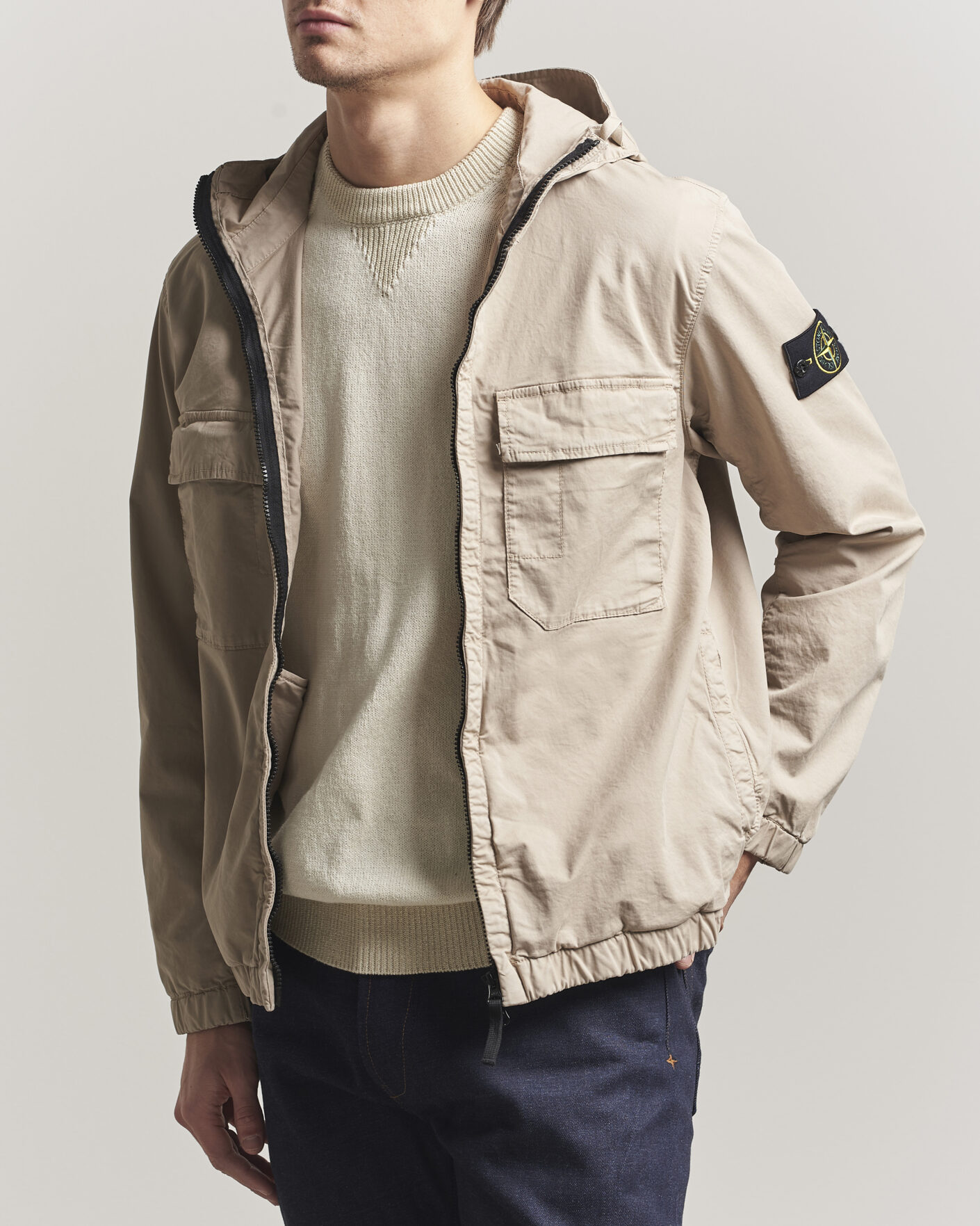 Heren | Jassen | Stone Island | Stretch Cotton Twill Hood Jacket Desert