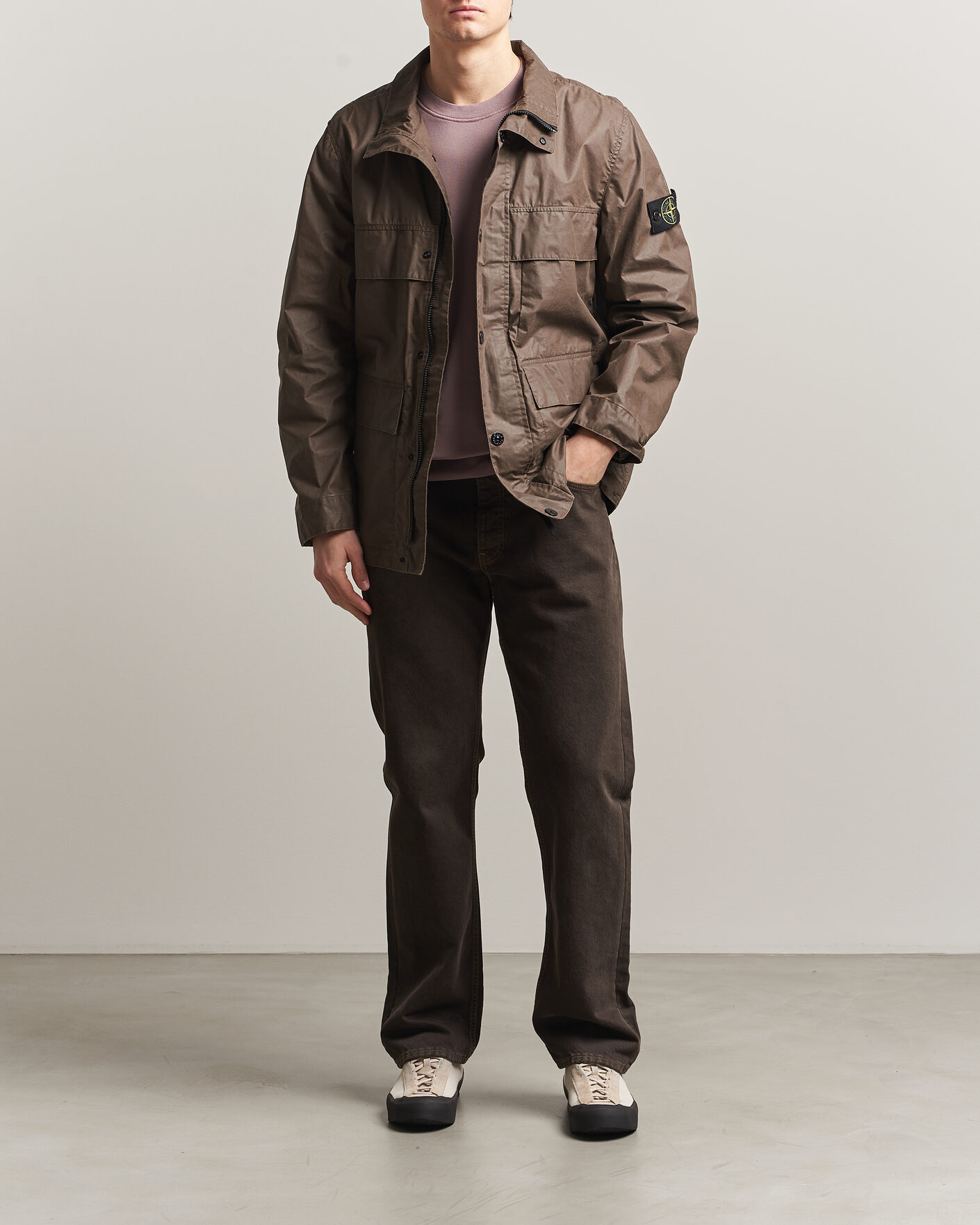Heren | Jassen | Stone Island | Waxed Pigment Cotton Tela Field Jacket Umber