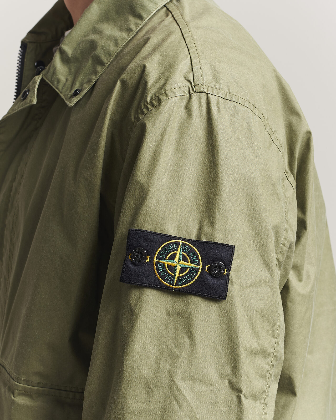 Homme | Manteaux Et Vestes | Stone Island | Waxed Pigment Cotton Tela Coach Jacket Military Green