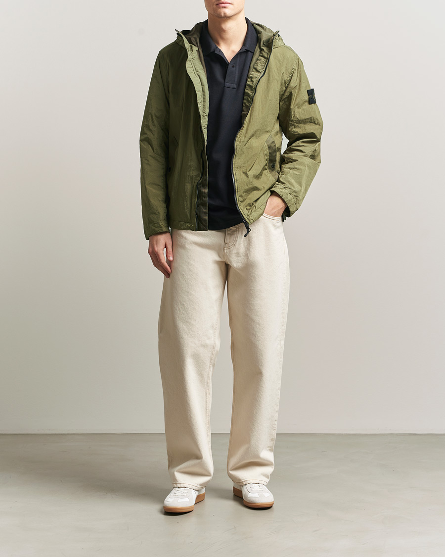 Homme | Manteaux Et Vestes | Stone Island | Crinkle Reps Padded Hood Jacket Military Green