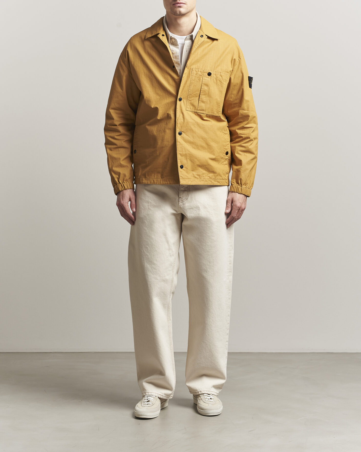 Homme | Manteaux Et Vestes | Stone Island | Double Coated Cotton Ripstop Overshirt Mustard