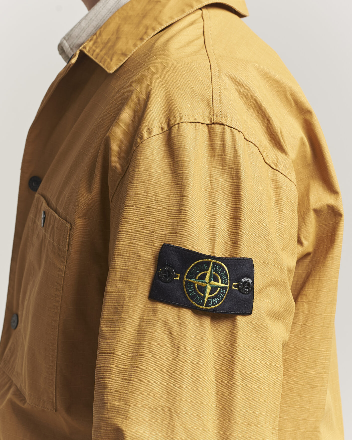 Homme | Manteaux Et Vestes | Stone Island | Double Coated Cotton Ripstop Overshirt Mustard