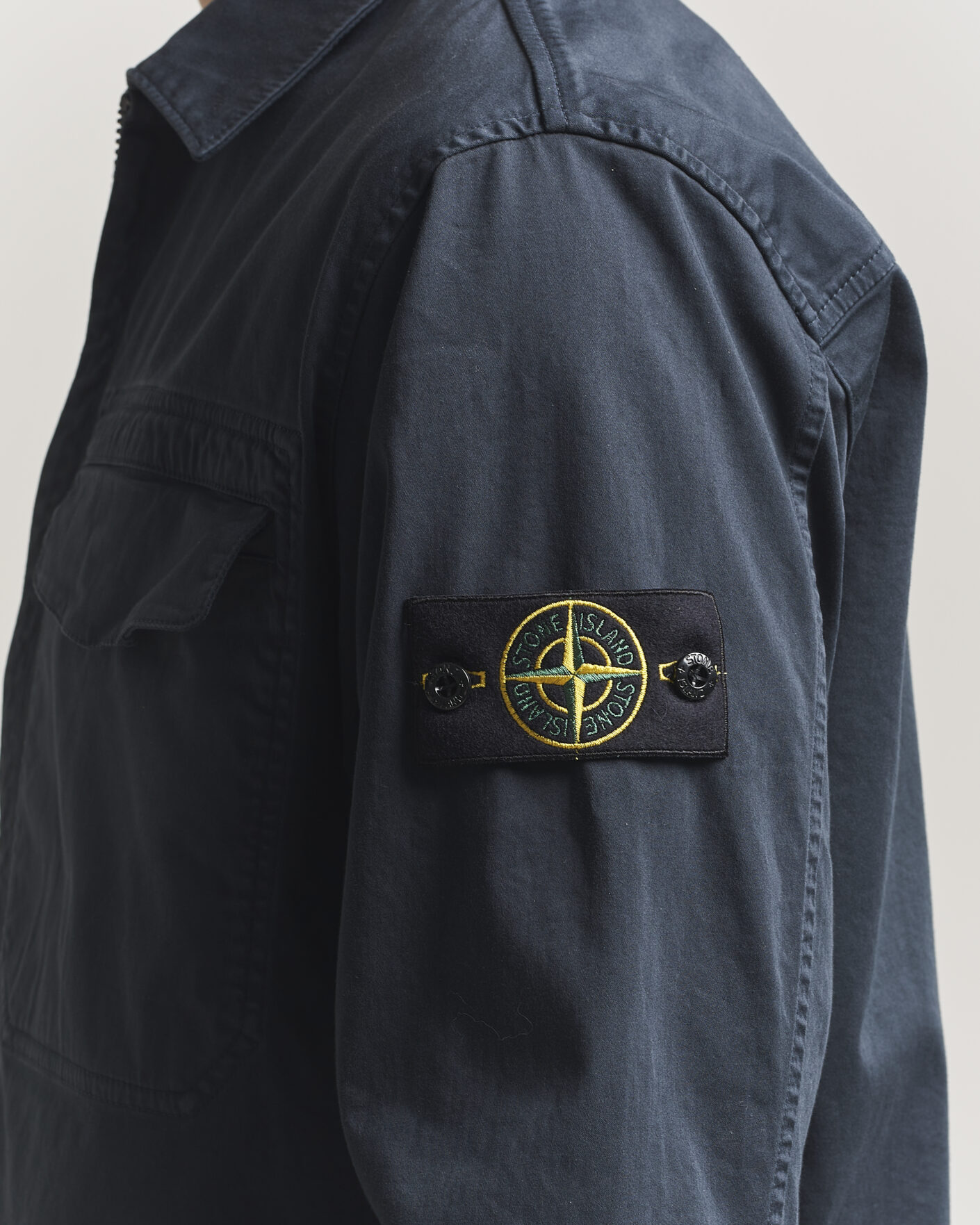 Homme | Chemises | Stone Island | Cotton Stretch Zip Overshirt Navy