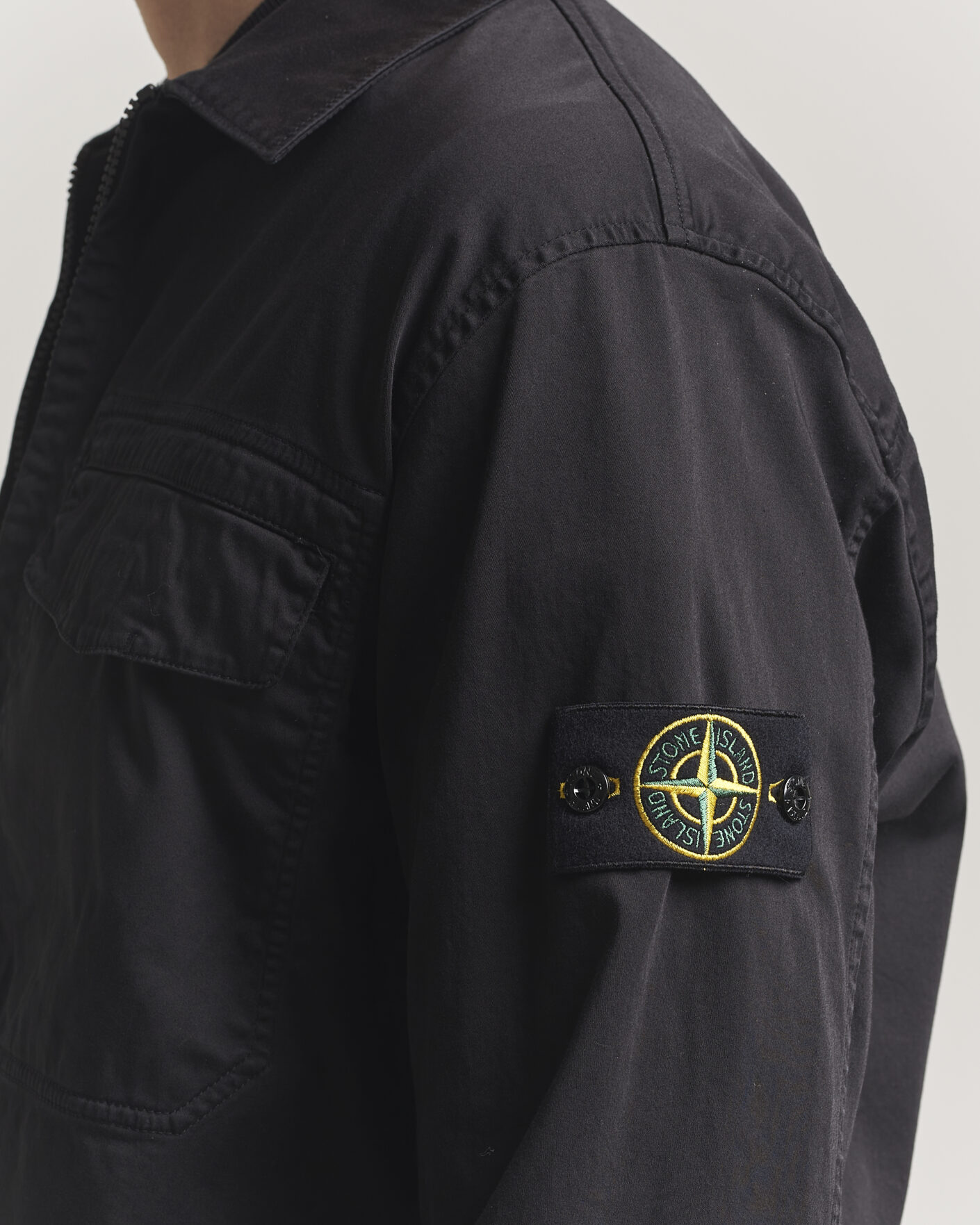 Heren | Overhemden | Stone Island | Cotton Stretch Zip Overshirt Black