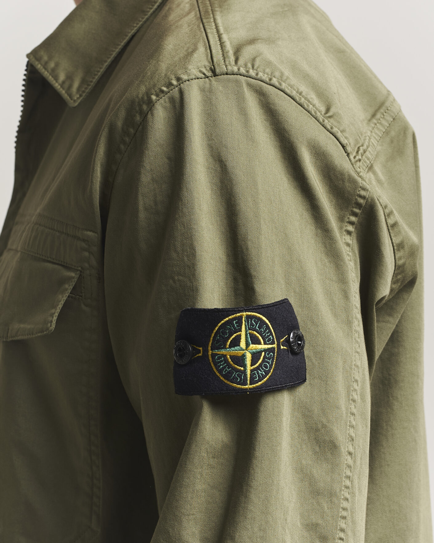 Heren | Overhemden | Stone Island | Cotton Stretch Zip Overshirt Military Green