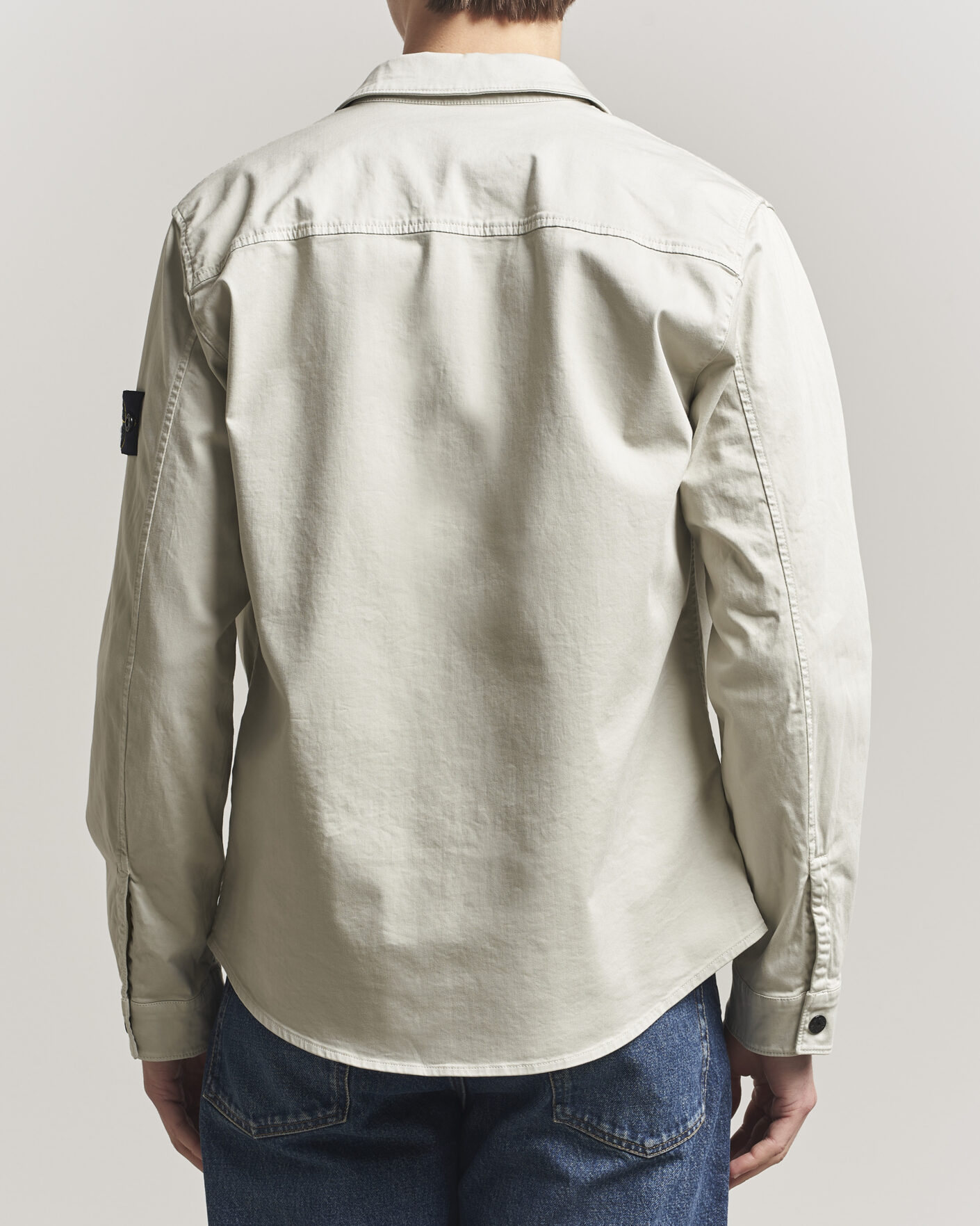 Homme | Chemises | Stone Island | Cotton Stretch Zip Overshirt Pearl Grey