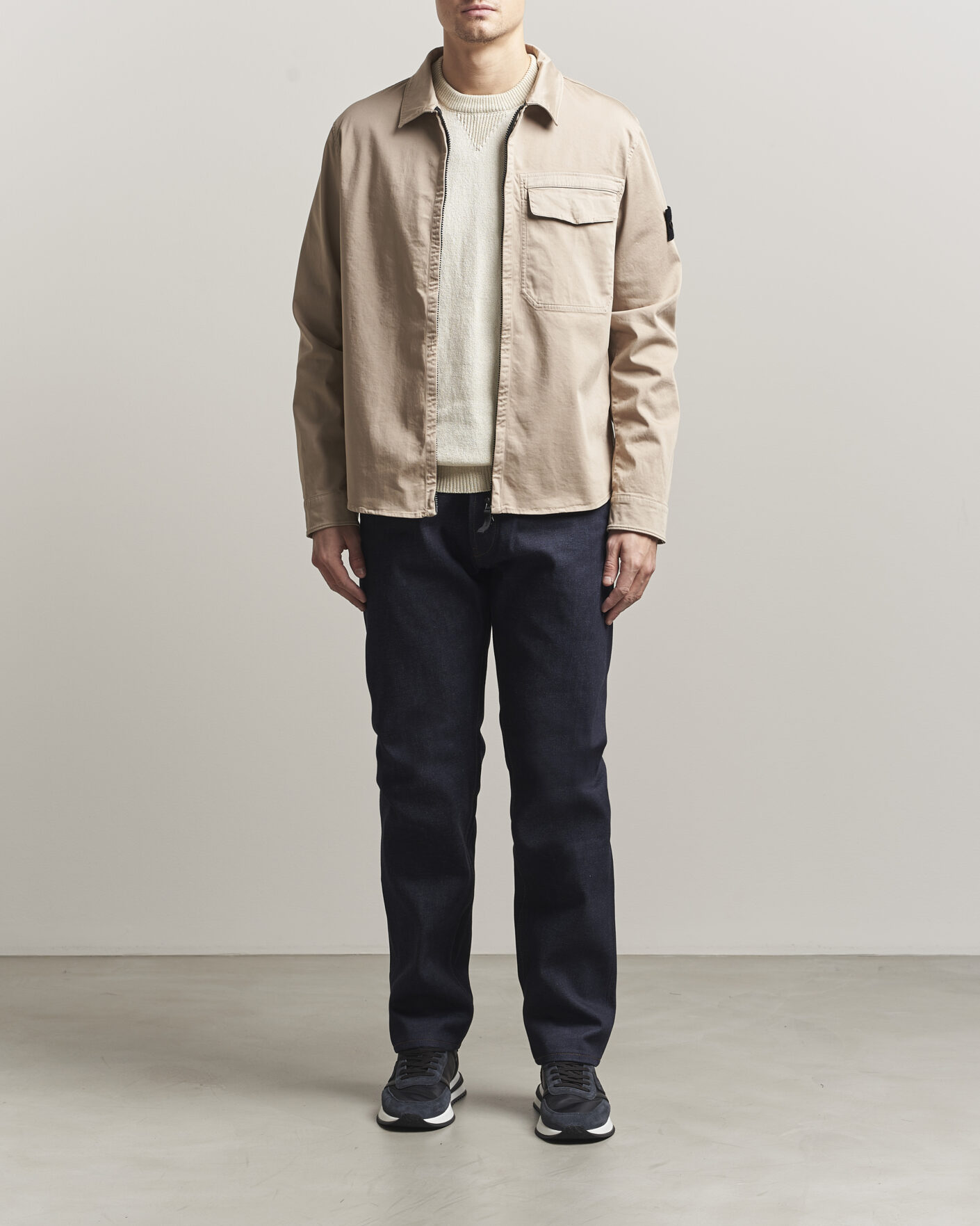 Heren | Overhemden | Stone Island | Cotton Stretch Zip Overshirt Desert