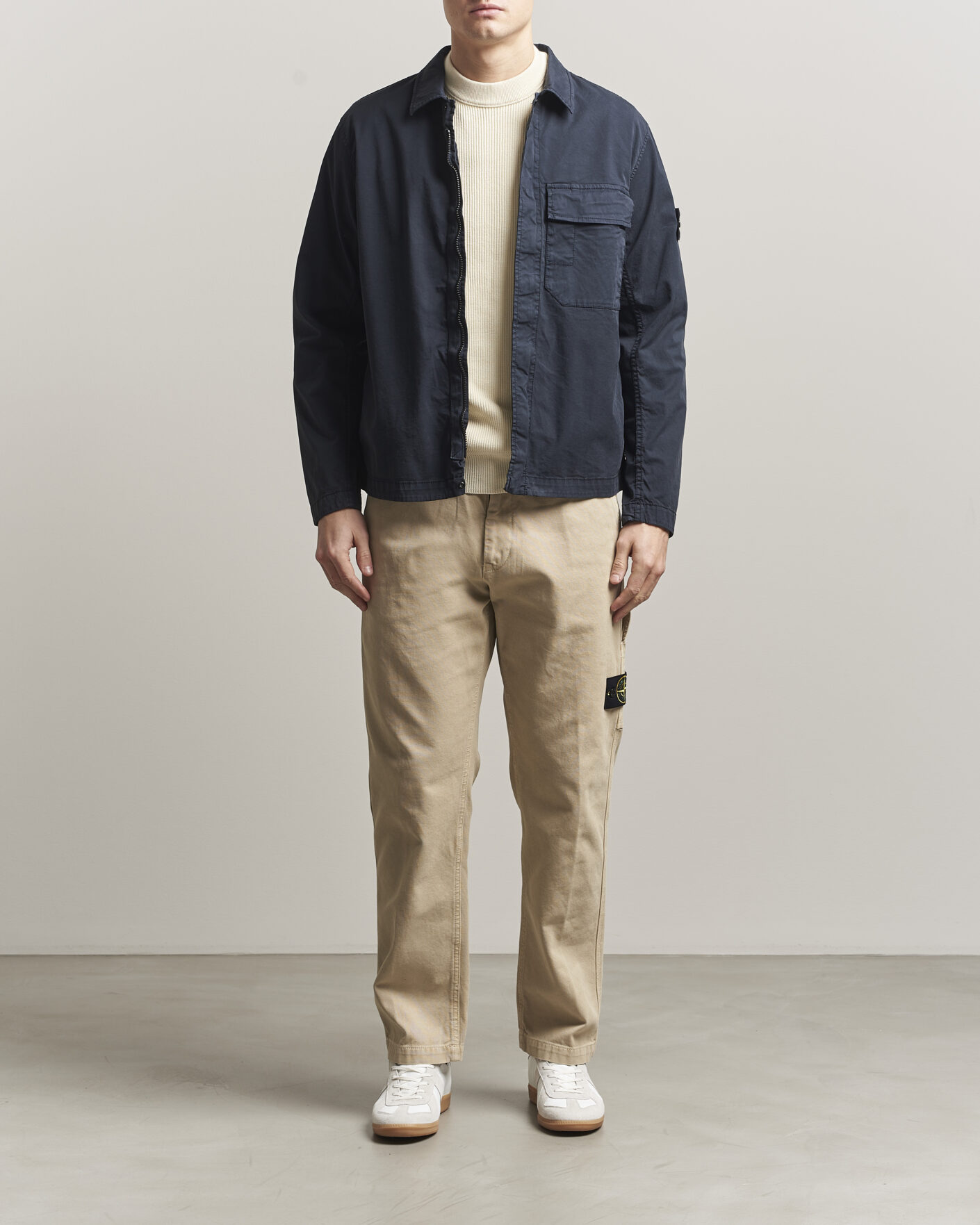 Homme | Manteaux Et Vestes | Stone Island | Organic Cotton Twill Overshirt Navy