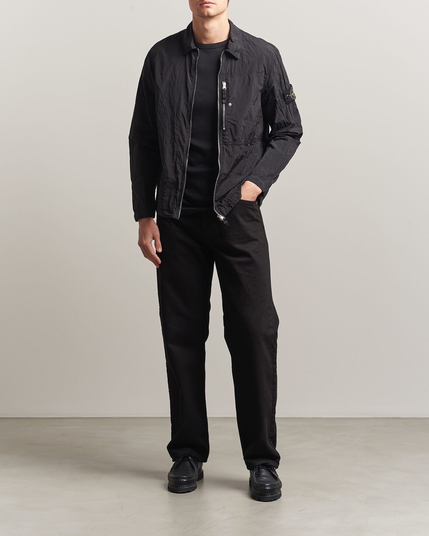 Heren | Overhemden | Stone Island | Nylon Metal Zip Overshirt Black