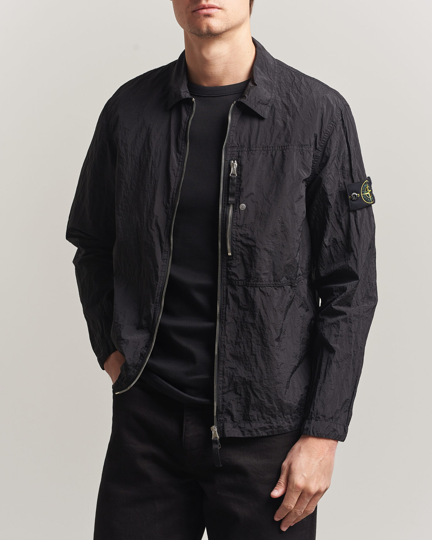 Heren | Overhemden | Stone Island | Nylon Metal Zip Overshirt Black