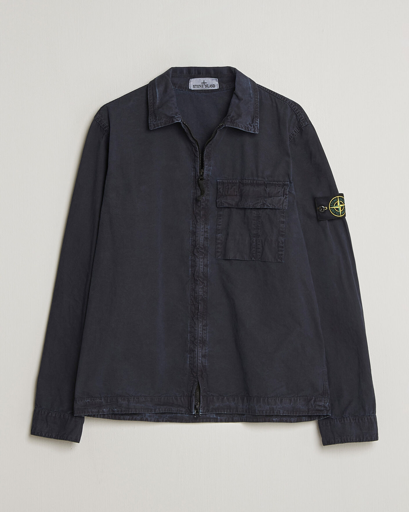Homme | Chemises | Stone Island | Brushed Cotton Canvas Zip Overshirt Navy