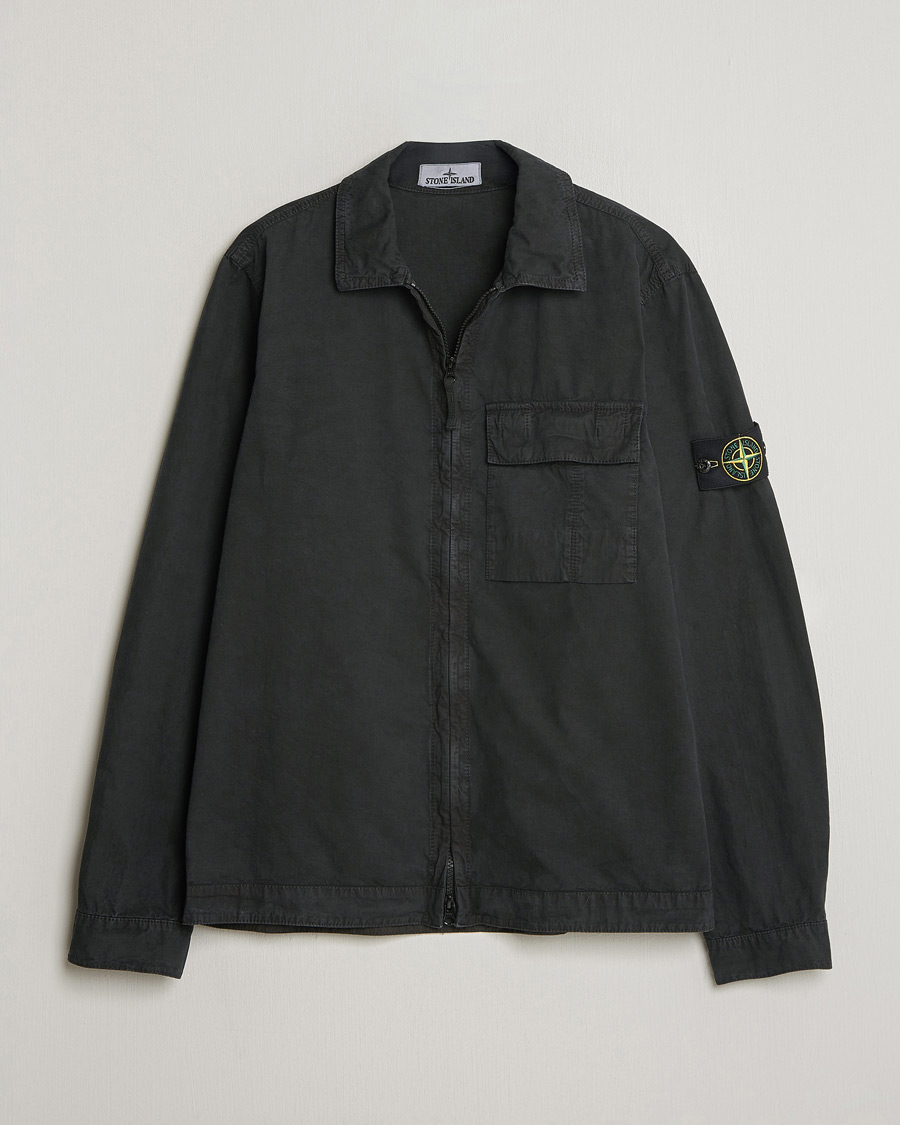 Heren | Overhemden | Stone Island | Brushed Cotton Canvas Zip Overshirt Black