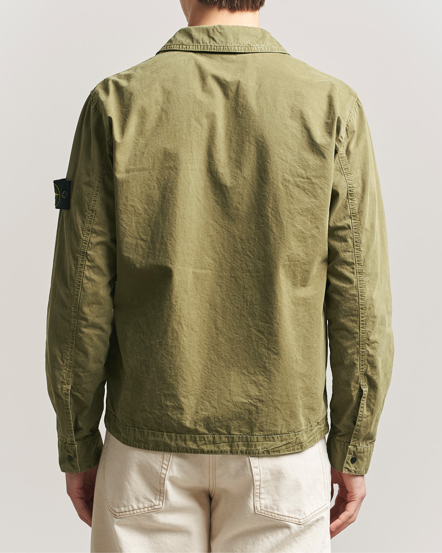 Homme | Chemises | Stone Island | Brushed Cotton Canvas Zip Overshirt Military Green