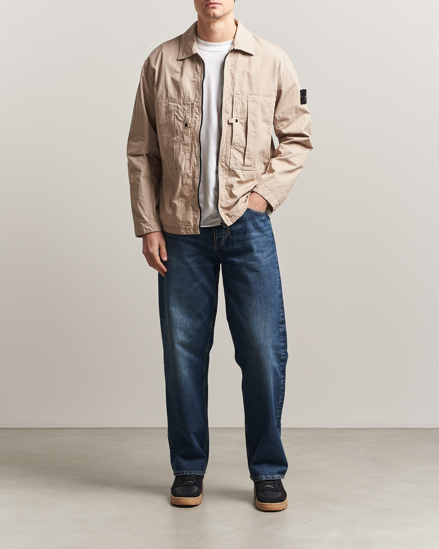 Homme | Chemises | Stone Island | Cotton Ripstop Zip Overshirt Desert