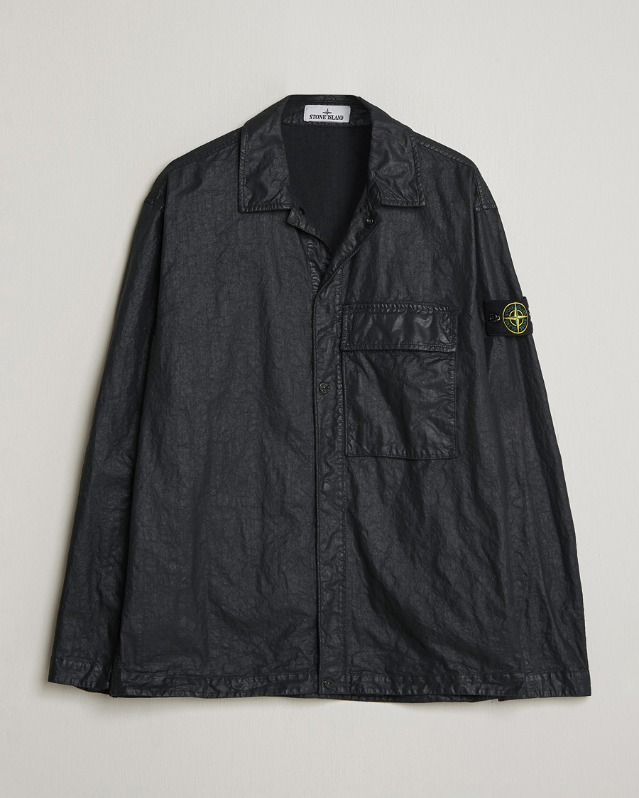 Homme | Chemises | Stone Island | Garment Dyed Nylon Zip Overshirt Black
