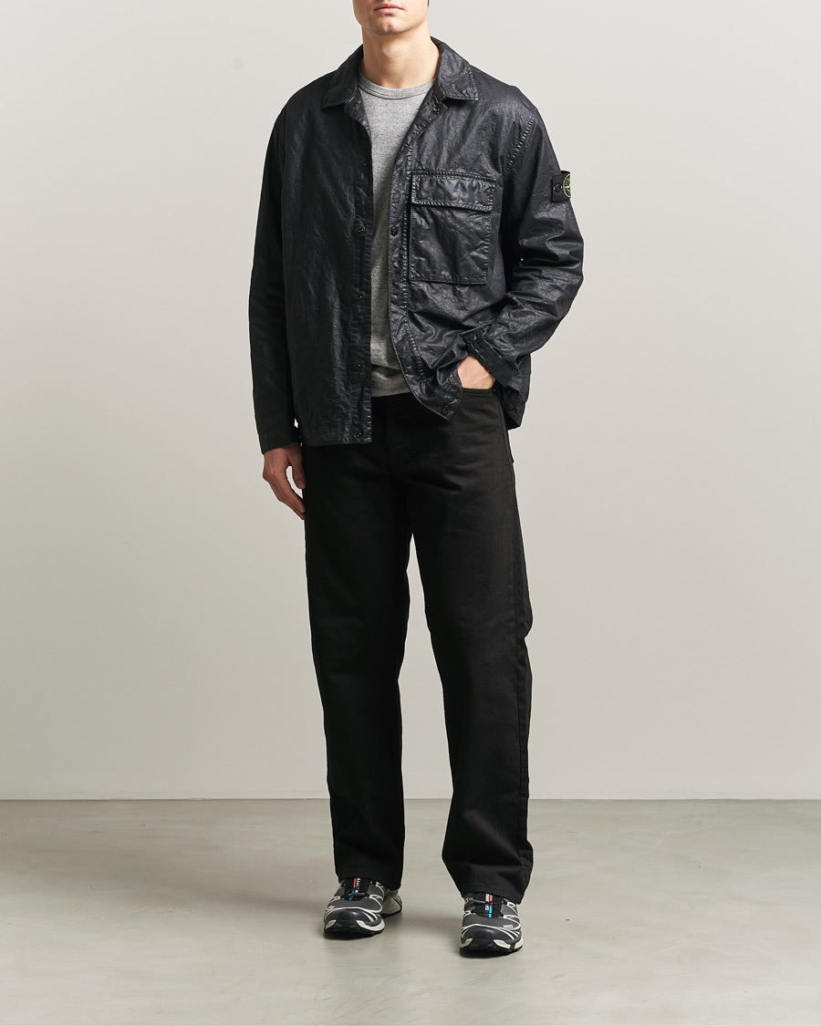 Heren | Overhemden | Stone Island | Garment Dyed Nylon Zip Overshirt Black
