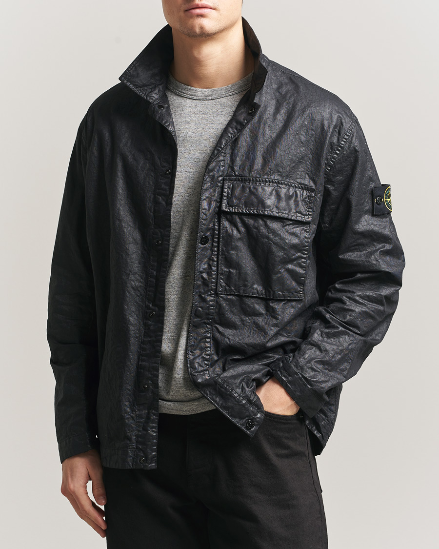 Heren | Overhemden | Stone Island | Garment Dyed Nylon Zip Overshirt Black