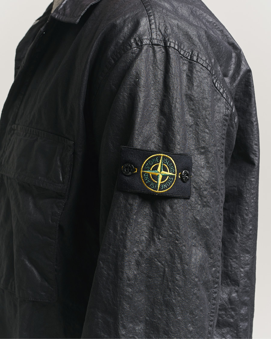 Heren | Overhemden | Stone Island | Garment Dyed Nylon Zip Overshirt Black