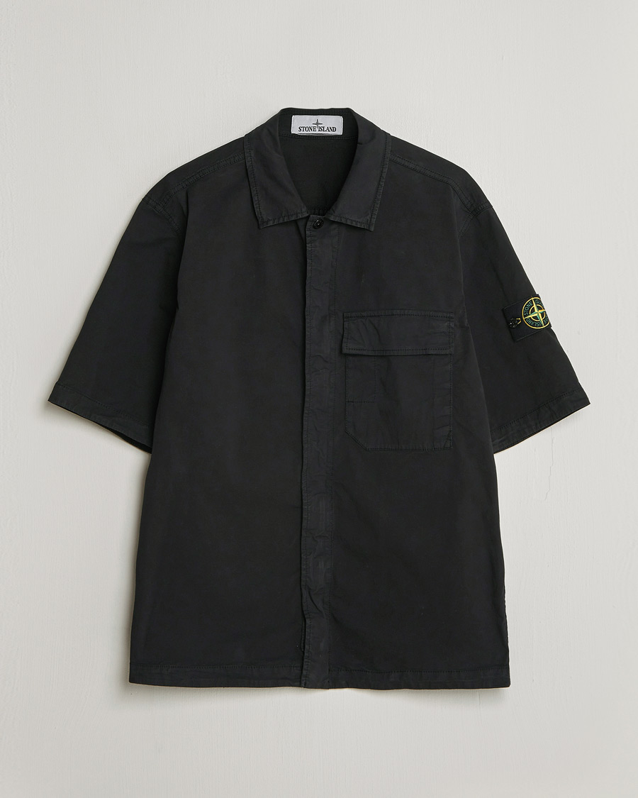 Homme | Chemises | Stone Island | Organic Cotton Twill Short Sleeve Shirt Black