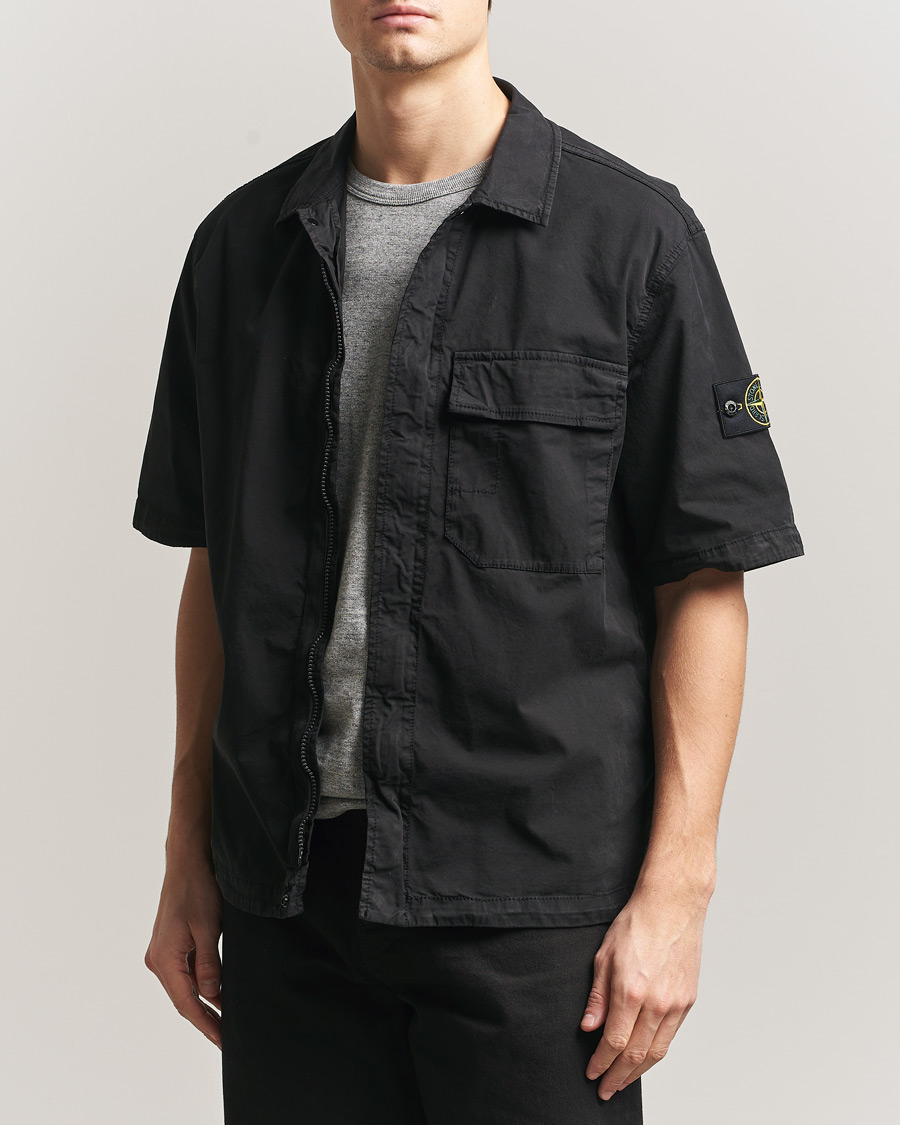Homme | Chemises | Stone Island | Organic Cotton Twill Short Sleeve Shirt Black