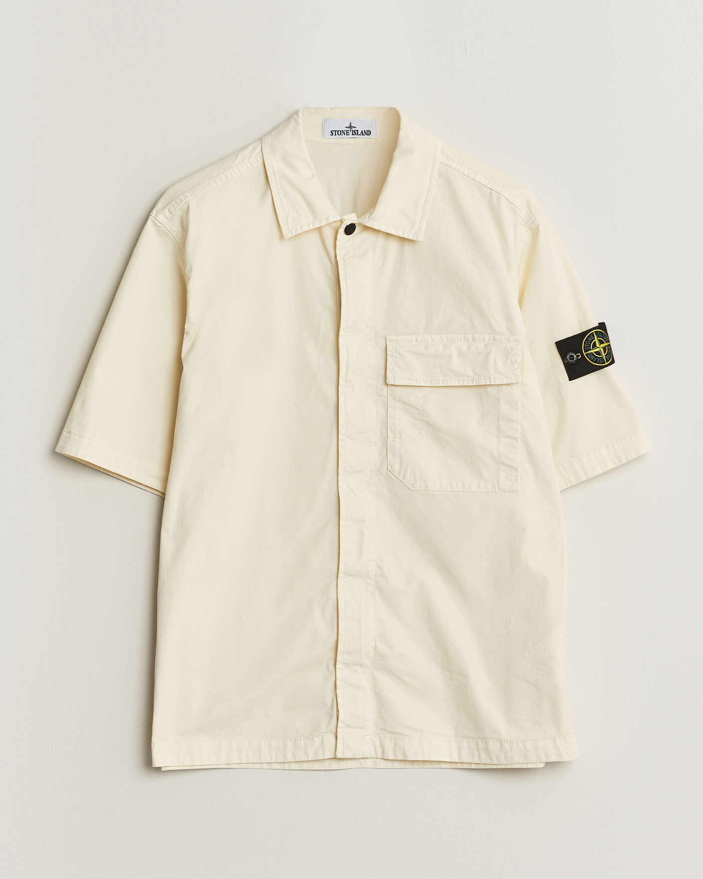 Heren | Overhemden | Stone Island | Organic Cotton Twill Short Sleeve Shirt Ivory