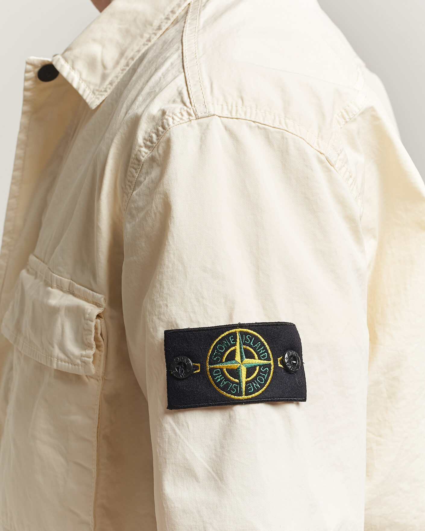 Heren | Overhemden | Stone Island | Organic Cotton Twill Short Sleeve Shirt Ivory