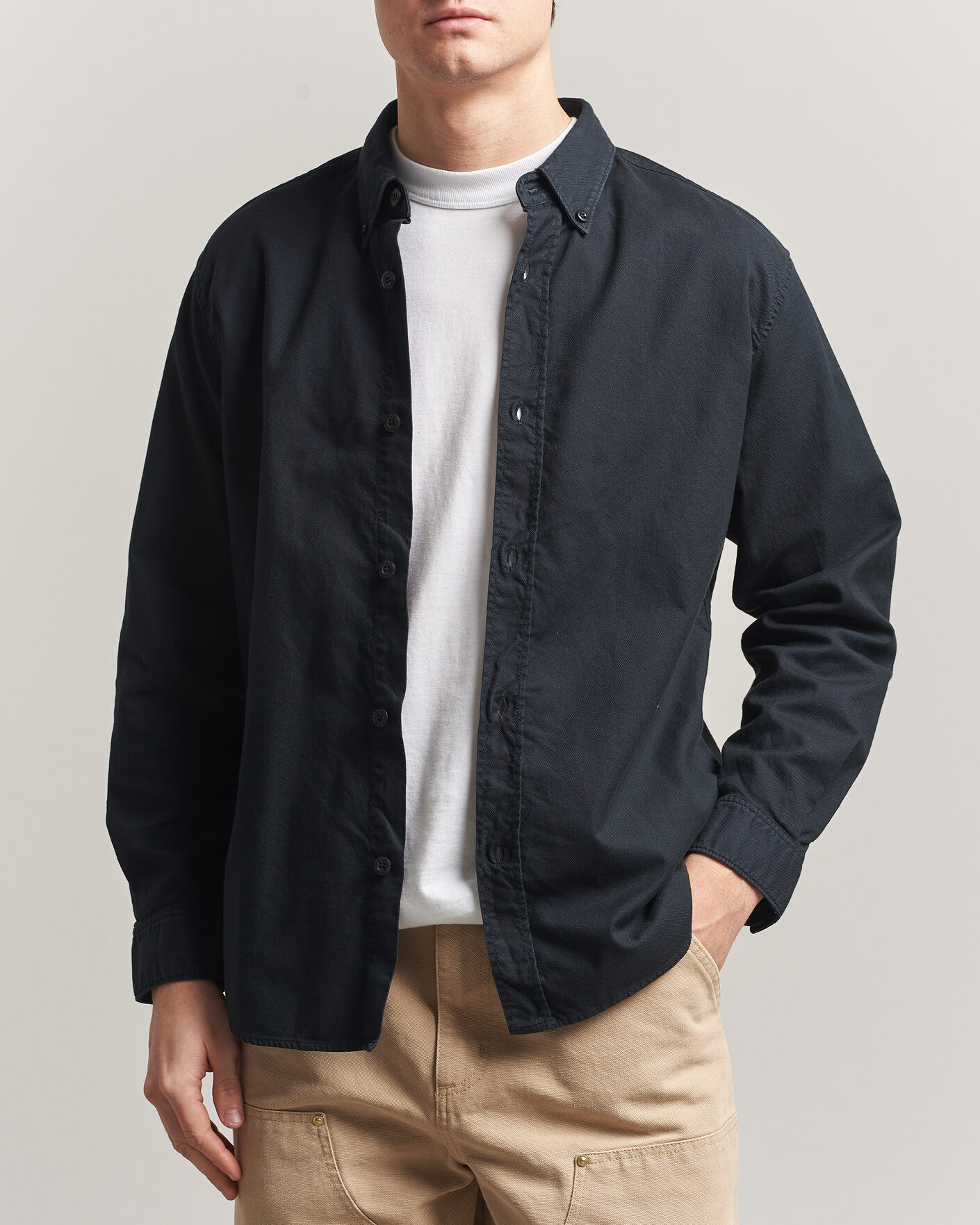 Heren | Overhemden | Stone Island | Organic Cotton Oxford Shirt Navy