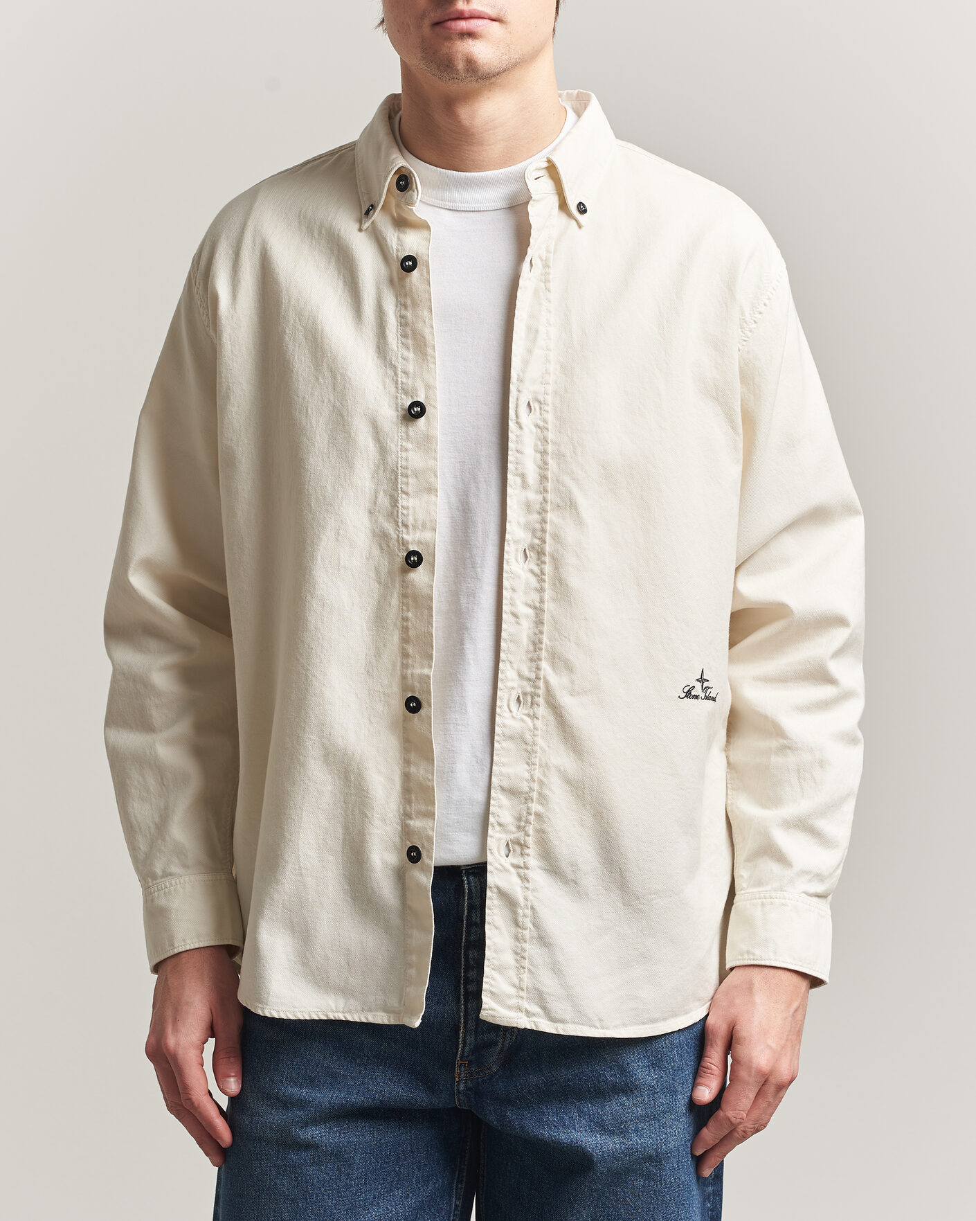 Homme | Chemises | Stone Island | Organic Cotton Oxford Shirt Ivory