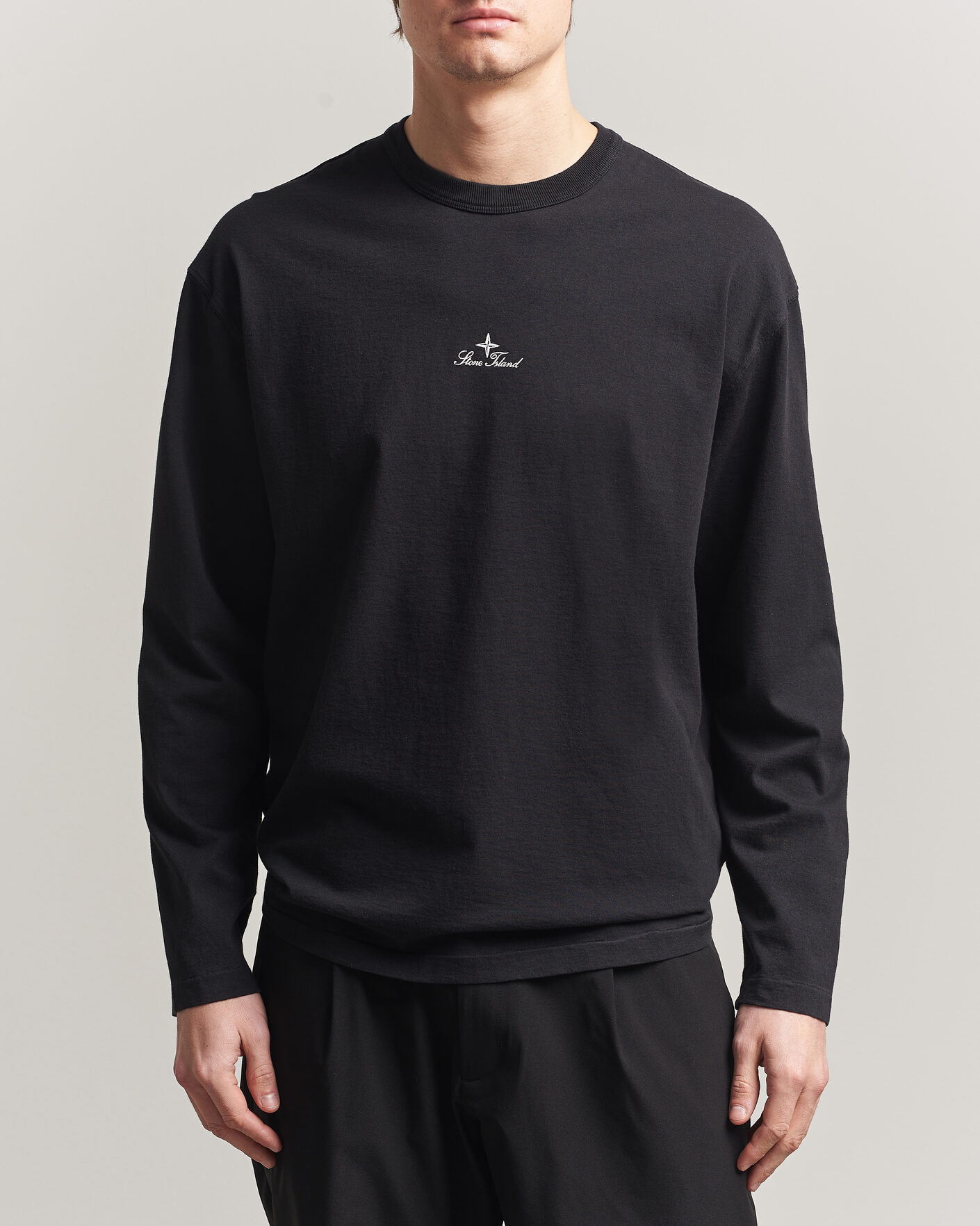 Heren | T-shirts | Stone Island | Organic Cotton Jersey Long Sleeve Logo T-Shirt Black
