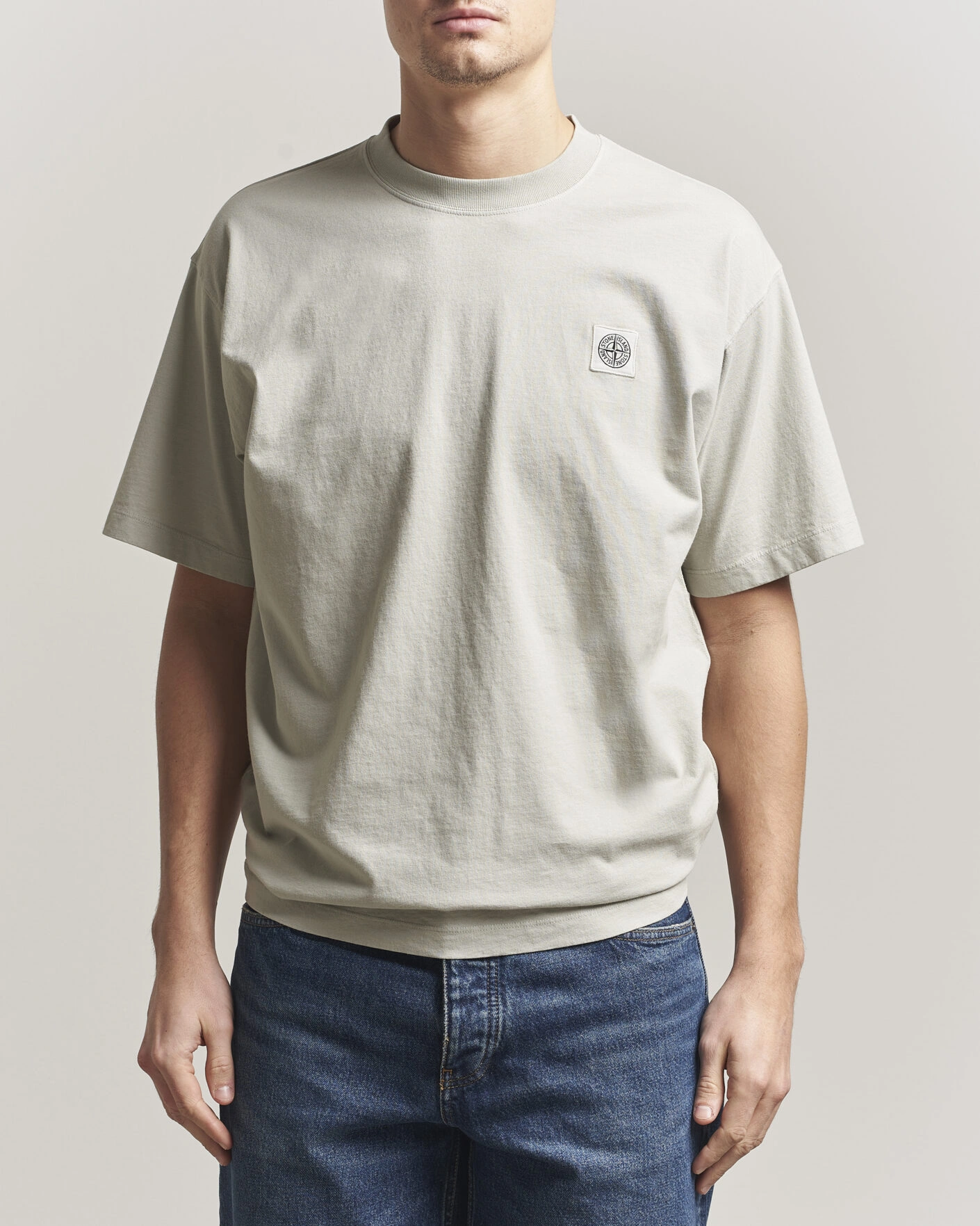 Homme | T-shirts | Stone Island | Combed Organic Cotton T-Shirt Pearl Grey