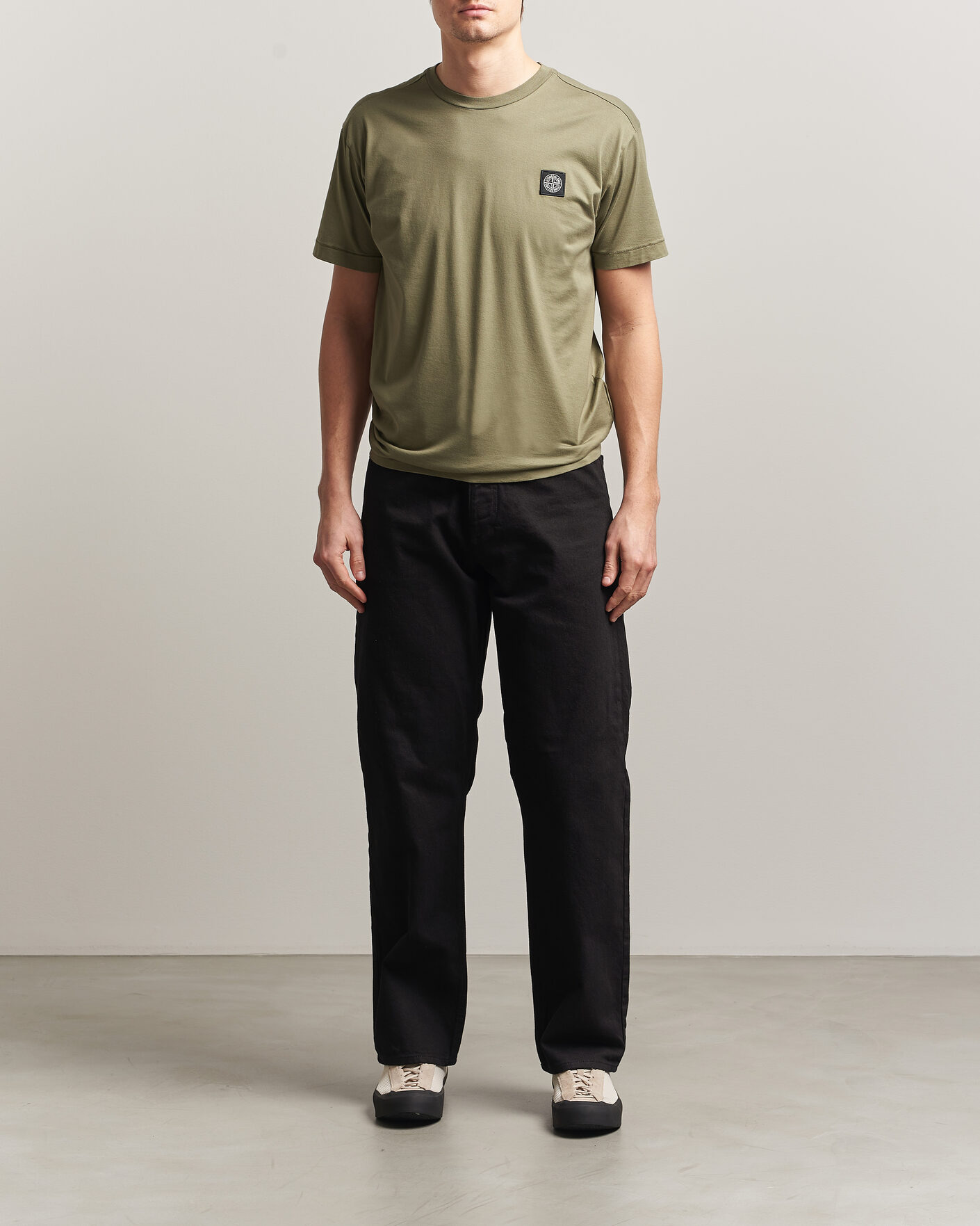 Homme | T-shirts | Stone Island | Garment Dyed Cotton Jersey T-Shirt Military Green