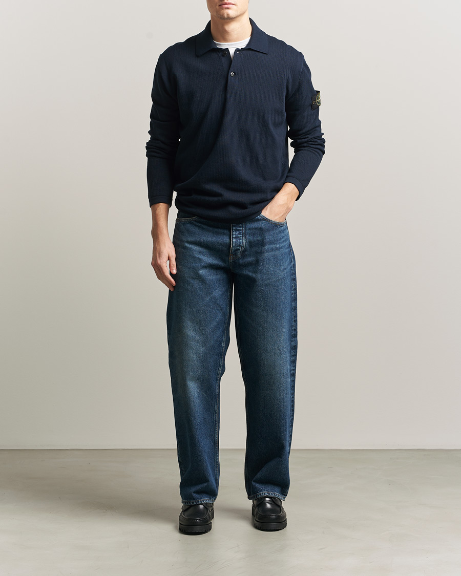 Homme | Pulls Et Tricots | Stone Island | Micro Stitch Knitted Cotton Polo Navy