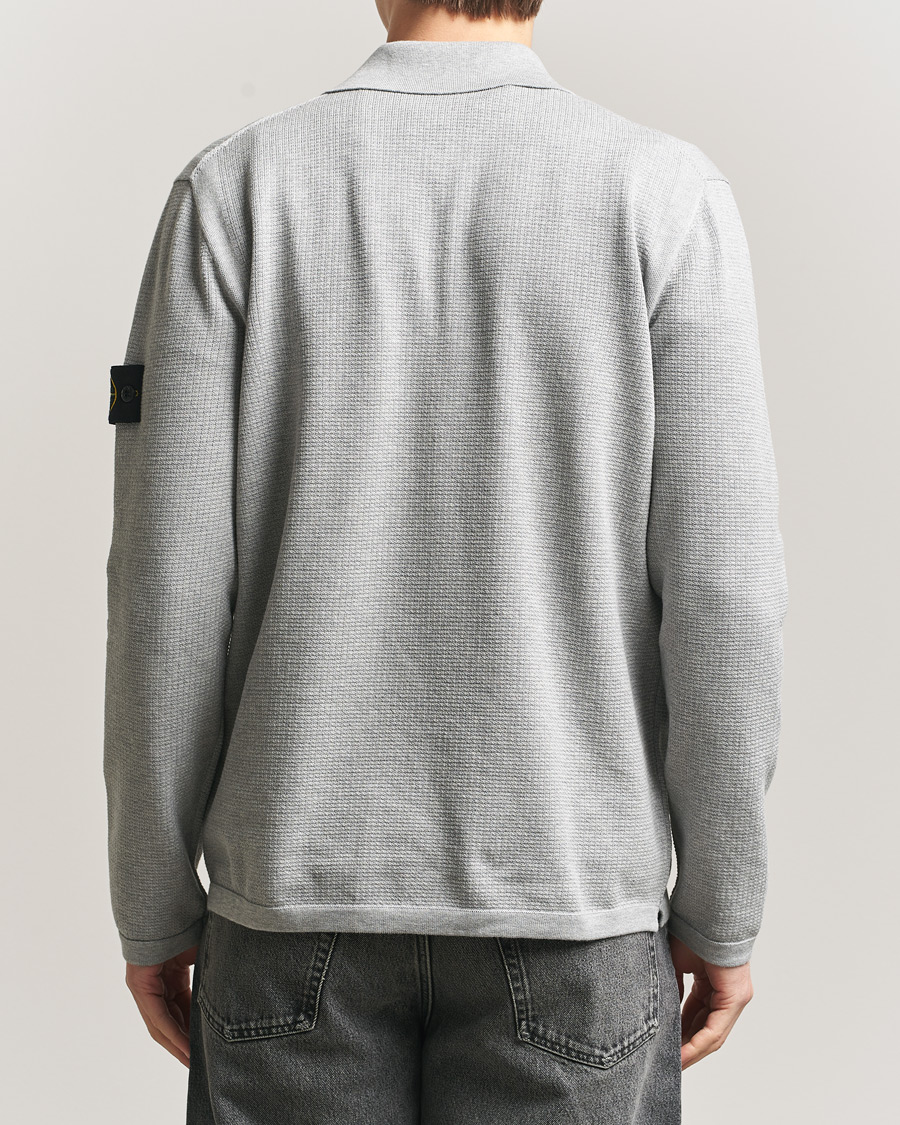 Homme | Pulls Et Tricots | Stone Island | Micro Stitch Knitted Cotton Polo Melange Pearl Grey