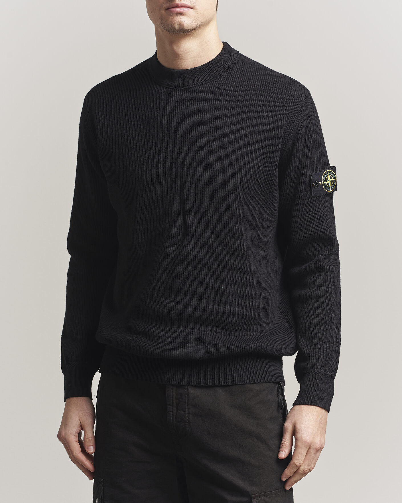 Heren | Truien | Stone Island | Ribbed Soft Organic Cotton Crewneck Black