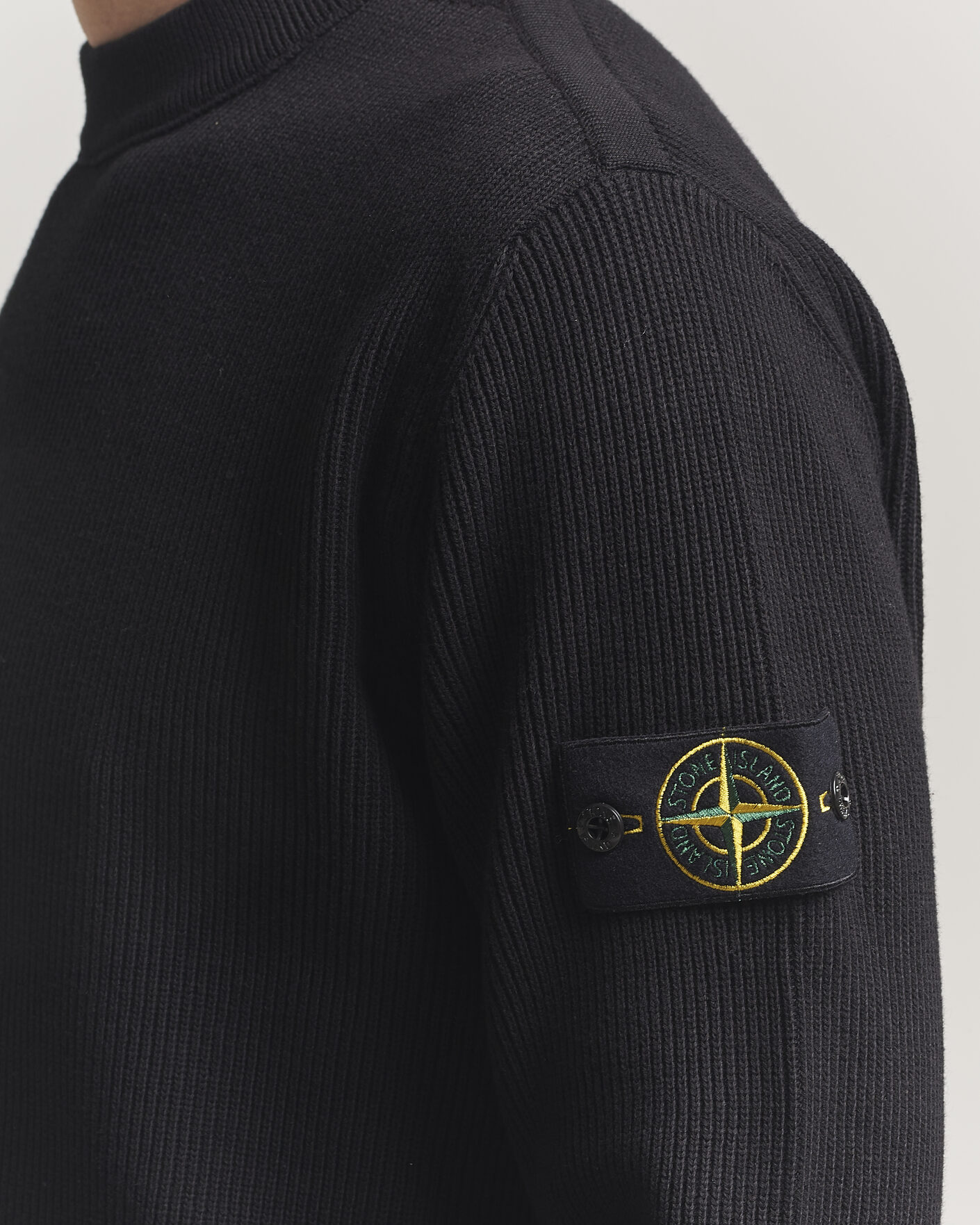 Heren | Truien | Stone Island | Ribbed Soft Organic Cotton Crewneck Black