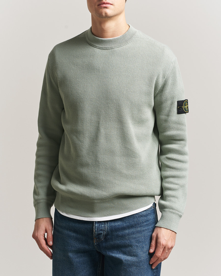 Homme | Pulls Et Tricots | Stone Island | Ribbed Soft Organic Cotton Crewneck Sage