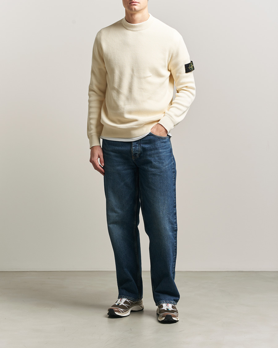 Heren | Truien | Stone Island | Ribbed Soft Organic Cotton Crewneck Ivory