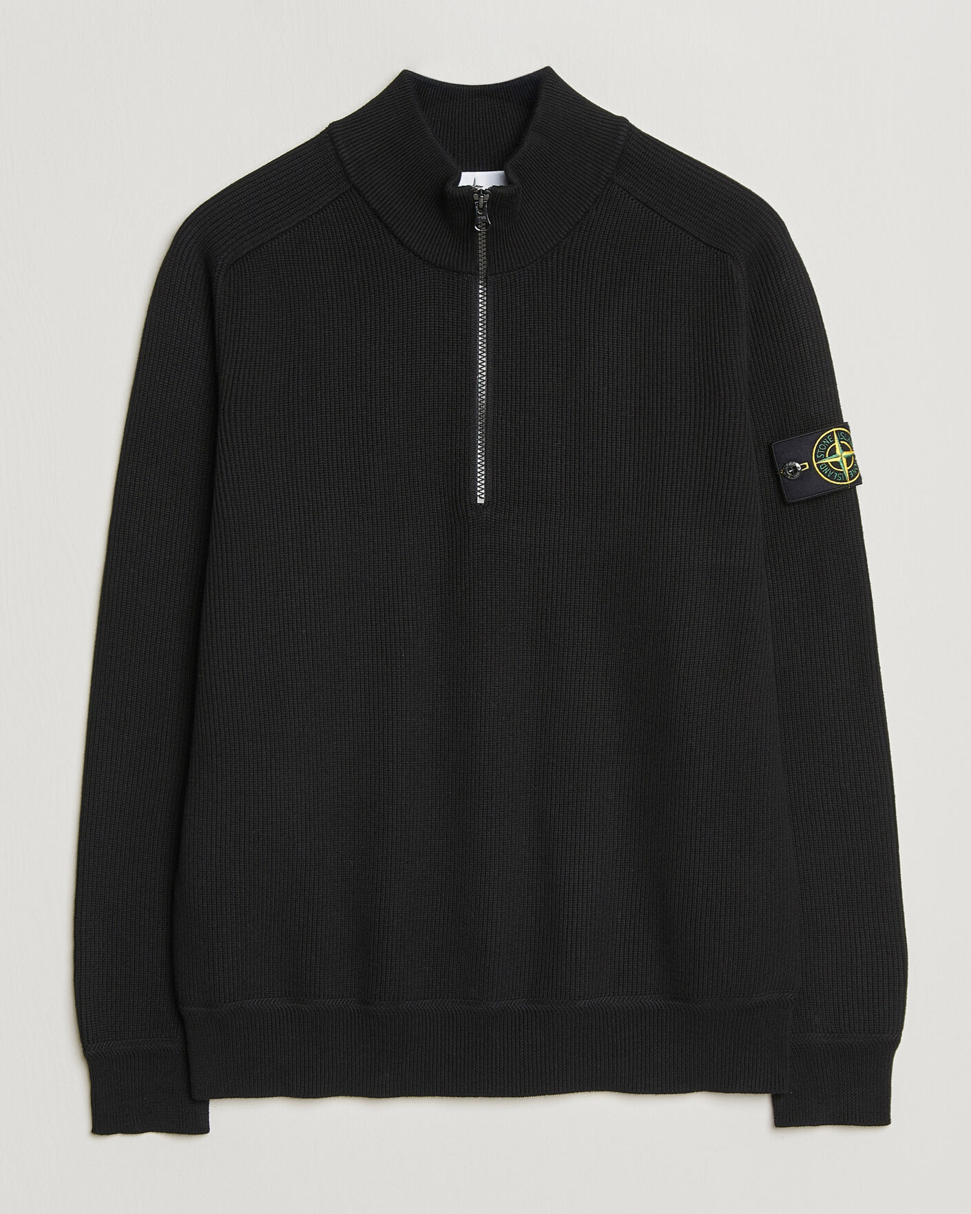 Homme | Pulls Et Tricots | Stone Island | Ribbed Soft Organic Cotton Half Zip Black