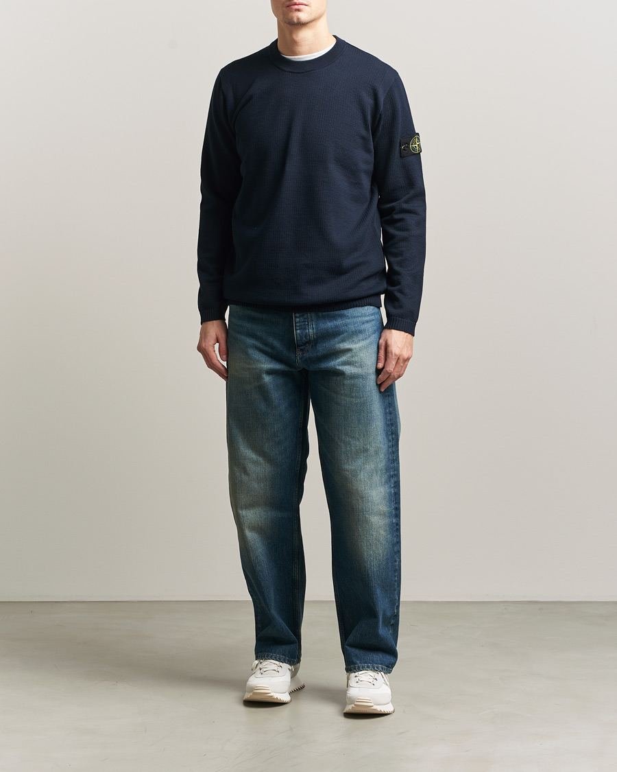 Homme | Pulls Et Tricots | Stone Island | Micro Stitch Soft Organic Cotton Crewneck Navy