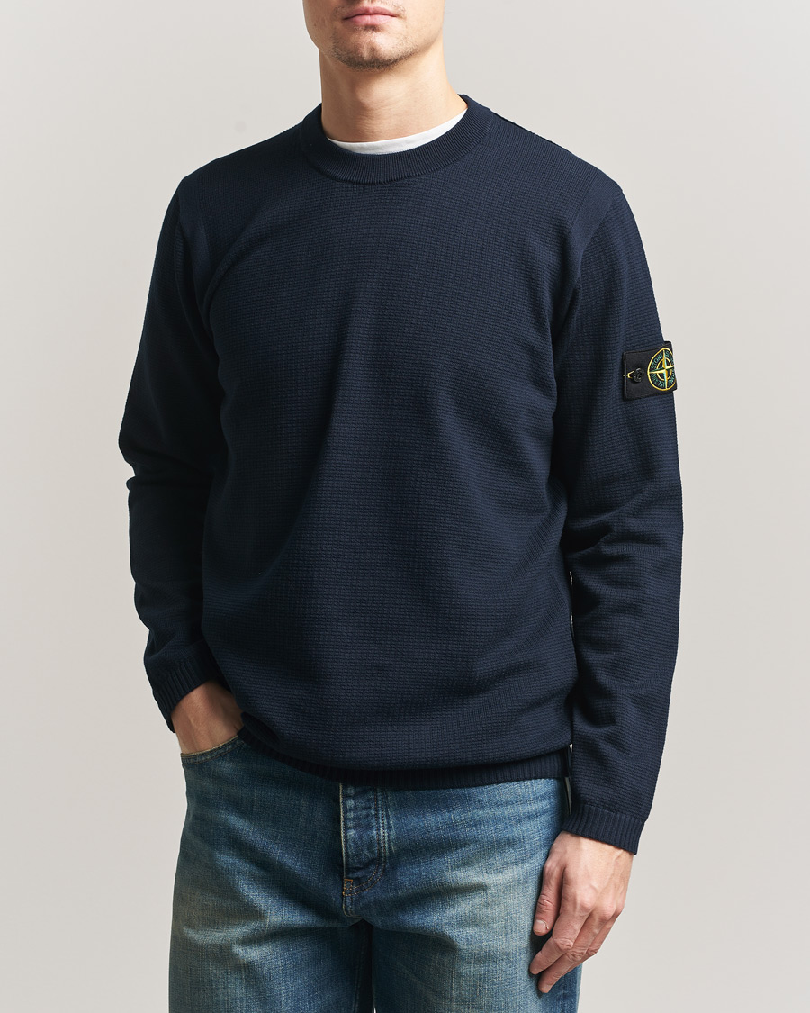 Heren | Truien | Stone Island | Micro Stitch Soft Organic Cotton Crewneck Navy