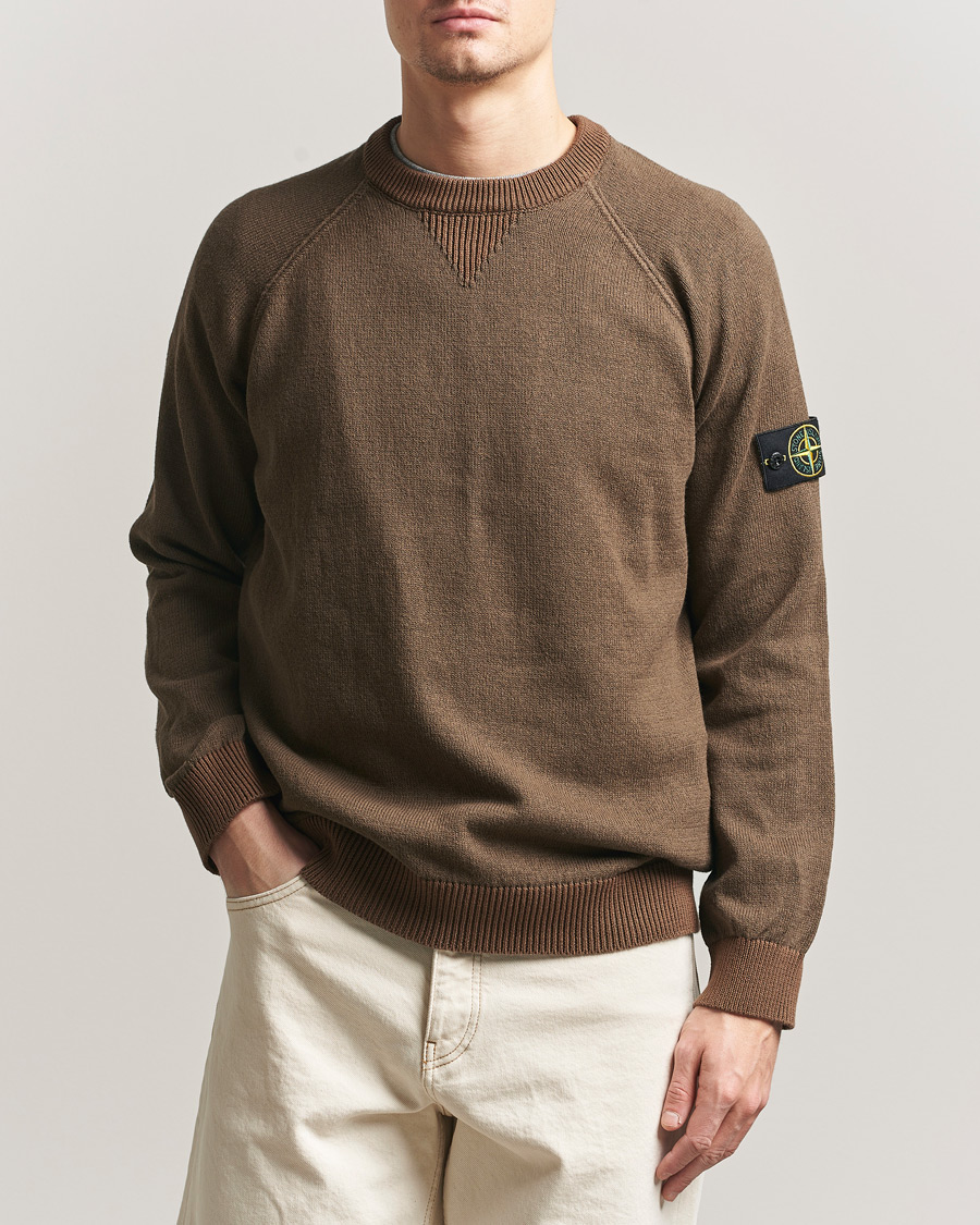 Homme | Pulls Et Tricots | Stone Island | Raw Hand Organic Cotton Raglan Crewneck Umber