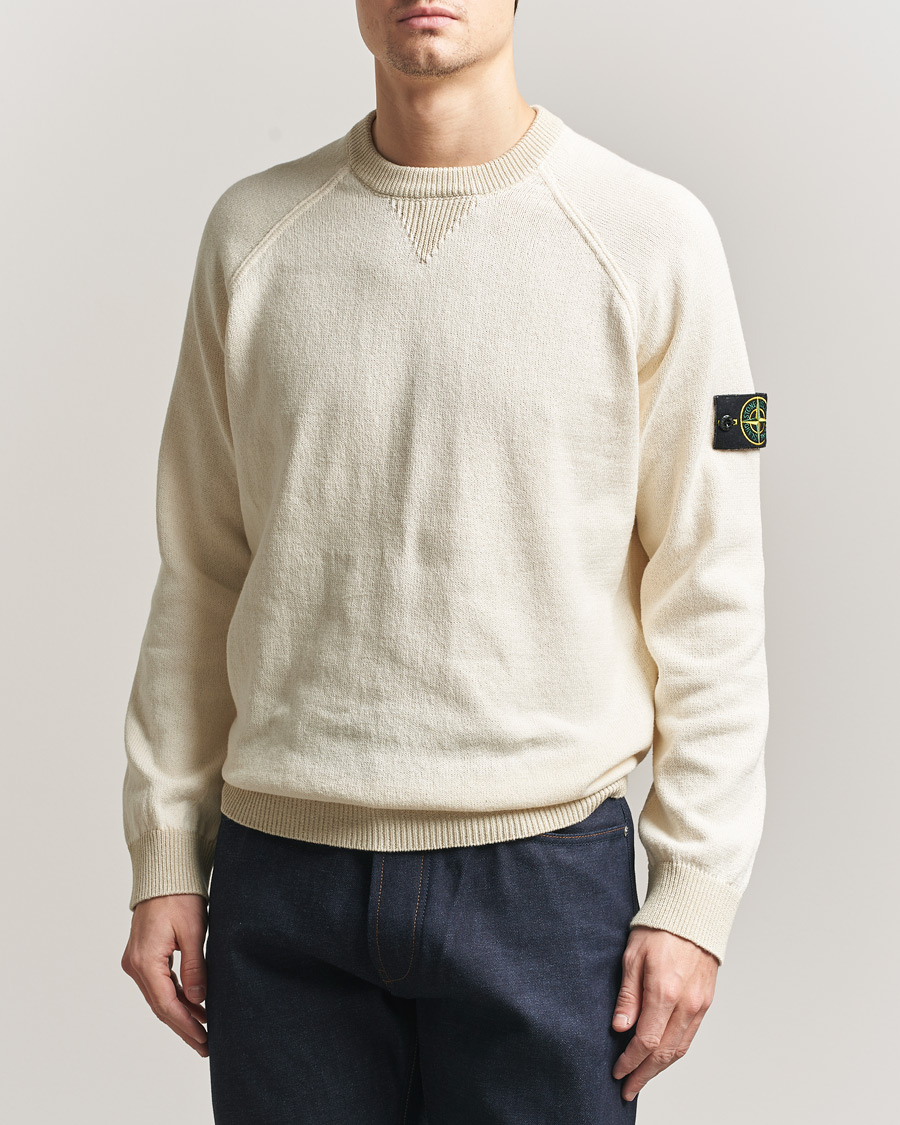 Homme | Pulls Et Tricots | Stone Island | Raw Hand Organic Cotton Raglan Crewneck Ivory