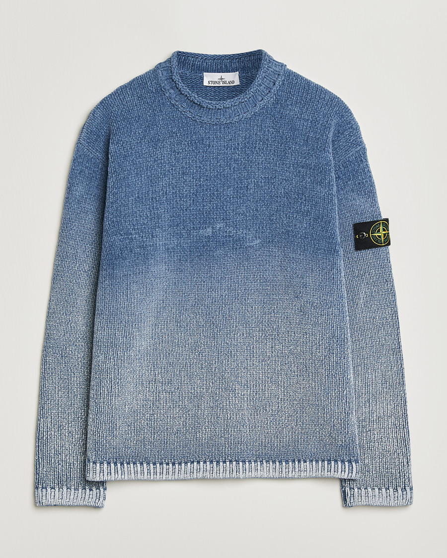Homme | Pulls Et Tricots | Stone Island | Cotton Chenille Degrade Print Crewneck Dark Blue