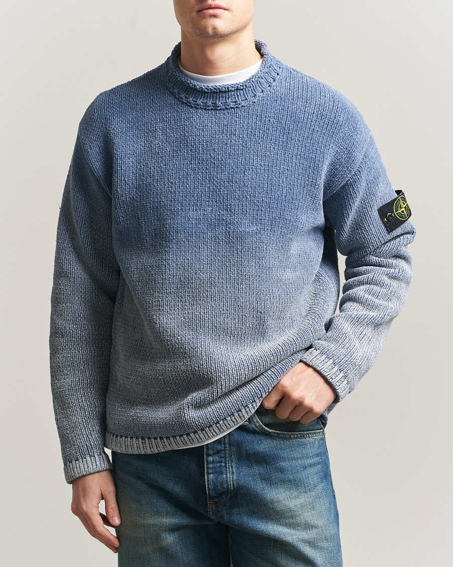 Heren | Truien | Stone Island | Cotton Chenille Degrade Print Crewneck Dark Blue